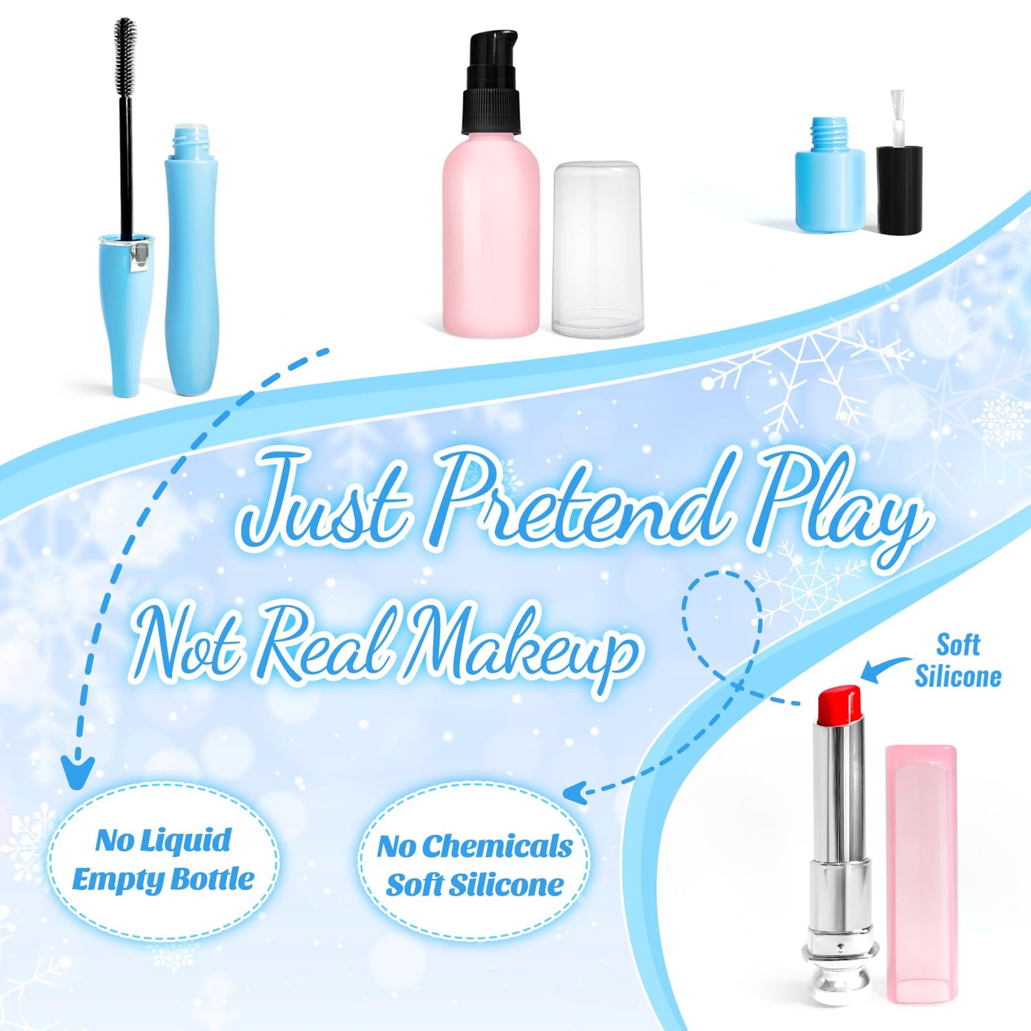 INNOCHEER Pretend Makeup for Toddlers, Toy Play Makeup Set for Kids 3-5, Toddler Makeup Kit Pretend, Frozen Toys for Kids Fake Makeup, Gifts Toys for 3 4 5 6 7+ Year Old Girls (Not Real Makeup)