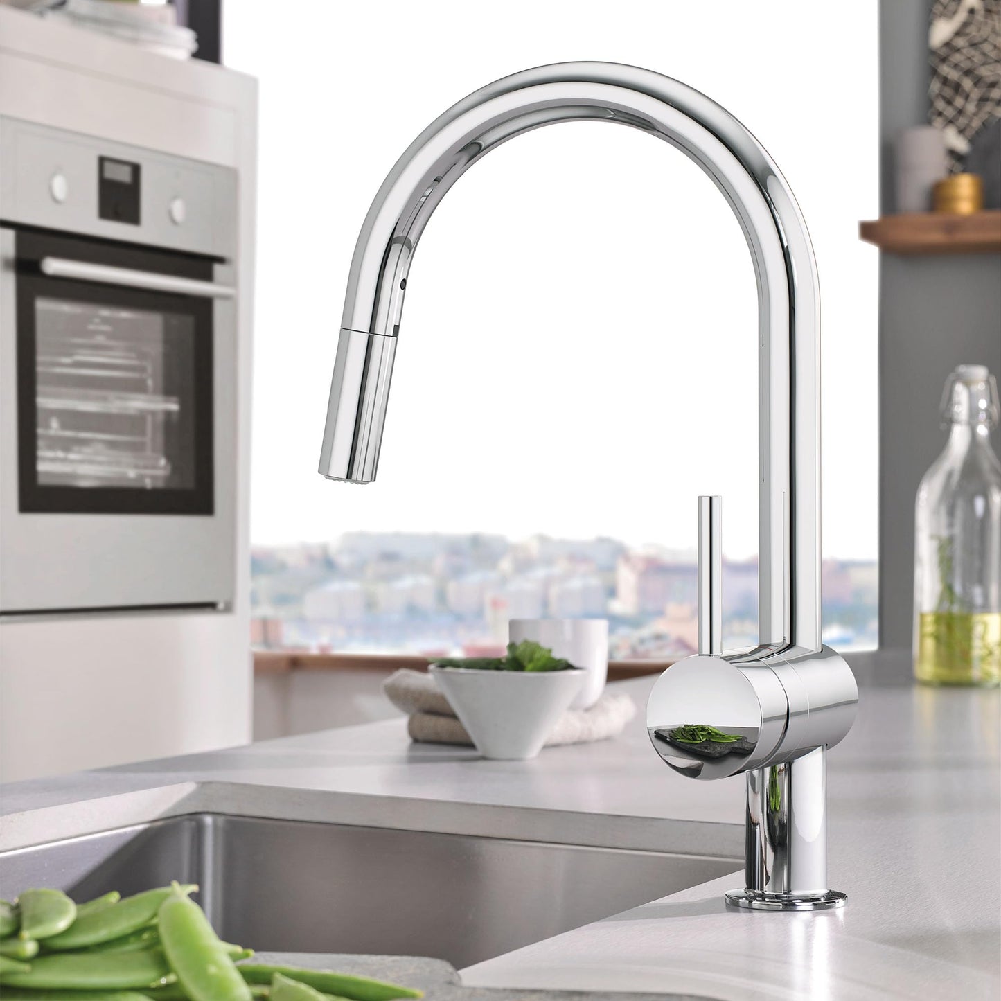 GROHE 31378003 Minta Pull-Out Kitchen Faucet with Sprayer Chrome