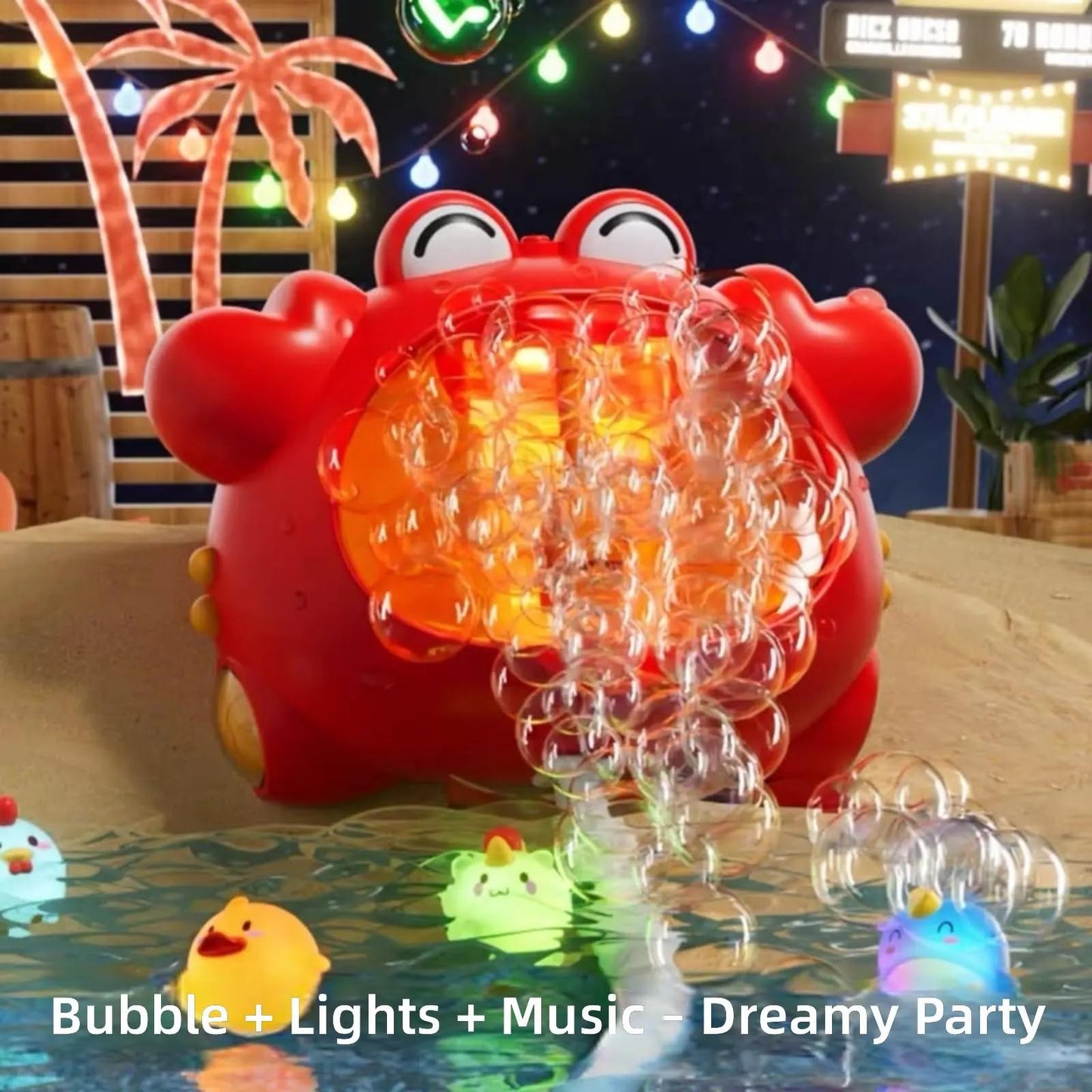 Interactive Crabs Shower Head Toy Bubble Blower with Music and Light for Toddler Bathtub Fun Entertainment Bath Play LED Light Bath