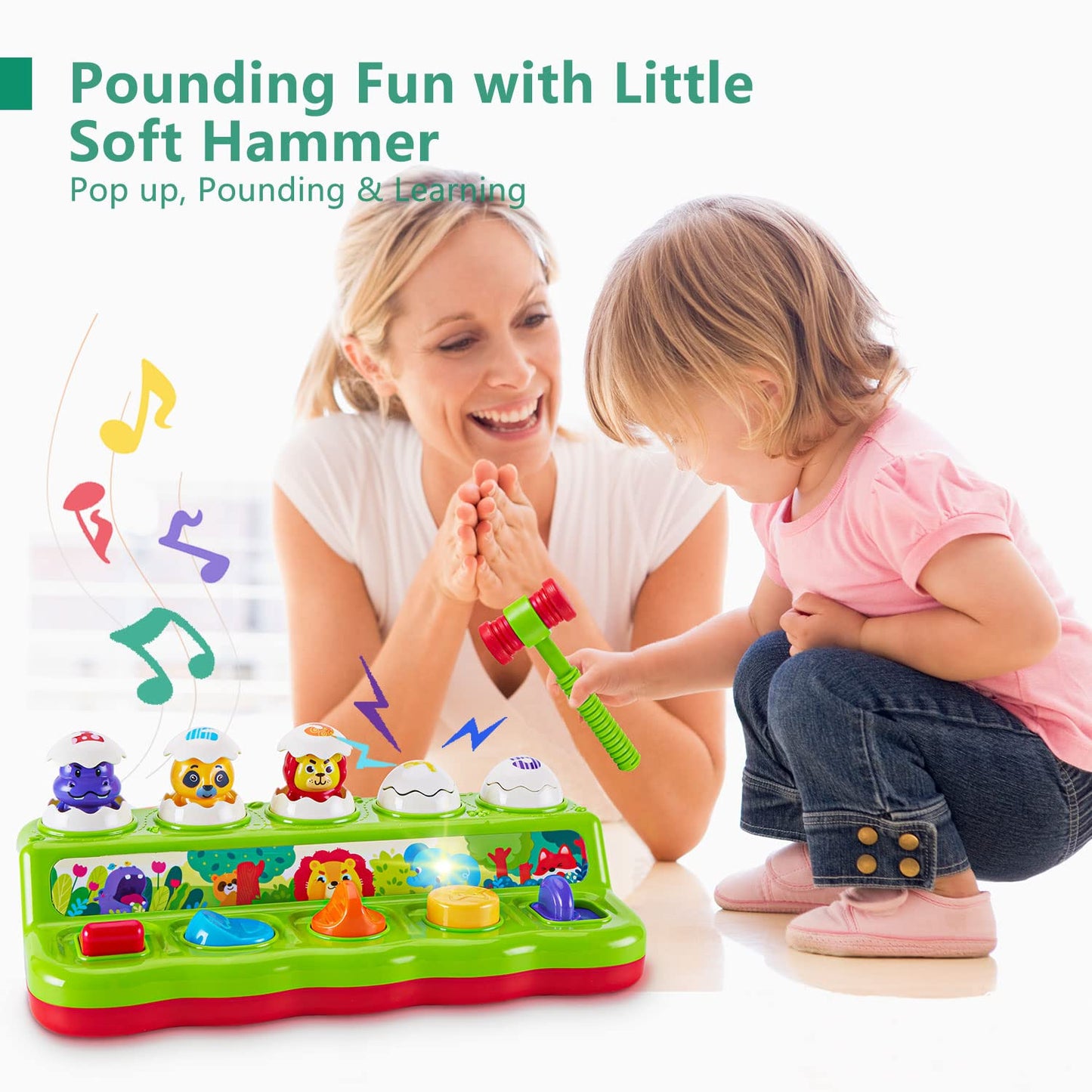WOWOHAGE Baby & Toddler Toys for 3-6-12-18 Months with Light and Sound, Learning Birthday Shower Gift for Boys Girls