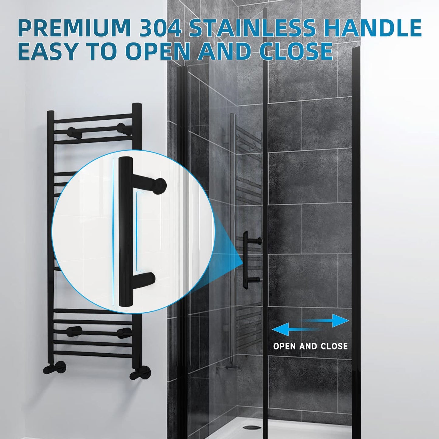 SUNNY SHOWER Adjustable 27.5-29 in. W x 72 in. H Frameless Pivot Shower Door, Matte Black Hardware Finish, Certified Clear Tempered Glass Shower Enclosure