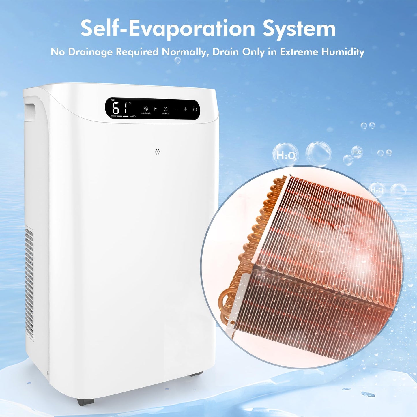14000 BTU Portable Air Conditioners,Cools Up to 700 Sq.Ft, AC Unit with Cooling/Fan/Dehumidifier/Sleep Mode,Remote Control&Installation Kit, Portable AC for Large Rooms