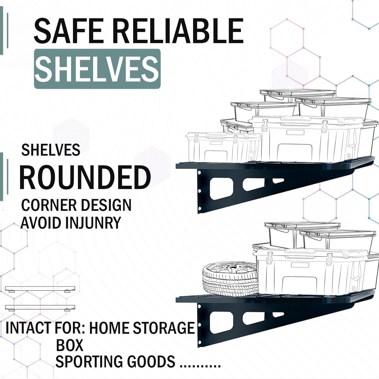 2-Pack 2x4ft Garage Wall Shelving, 2 Shelf Total 8 ft(L) Garage Shelving Wall Mounted – Heavy-Duty Storage Shelves, Perfect for Holding Storage Bins, Sporting Goods, Tools, and More Space-Saving