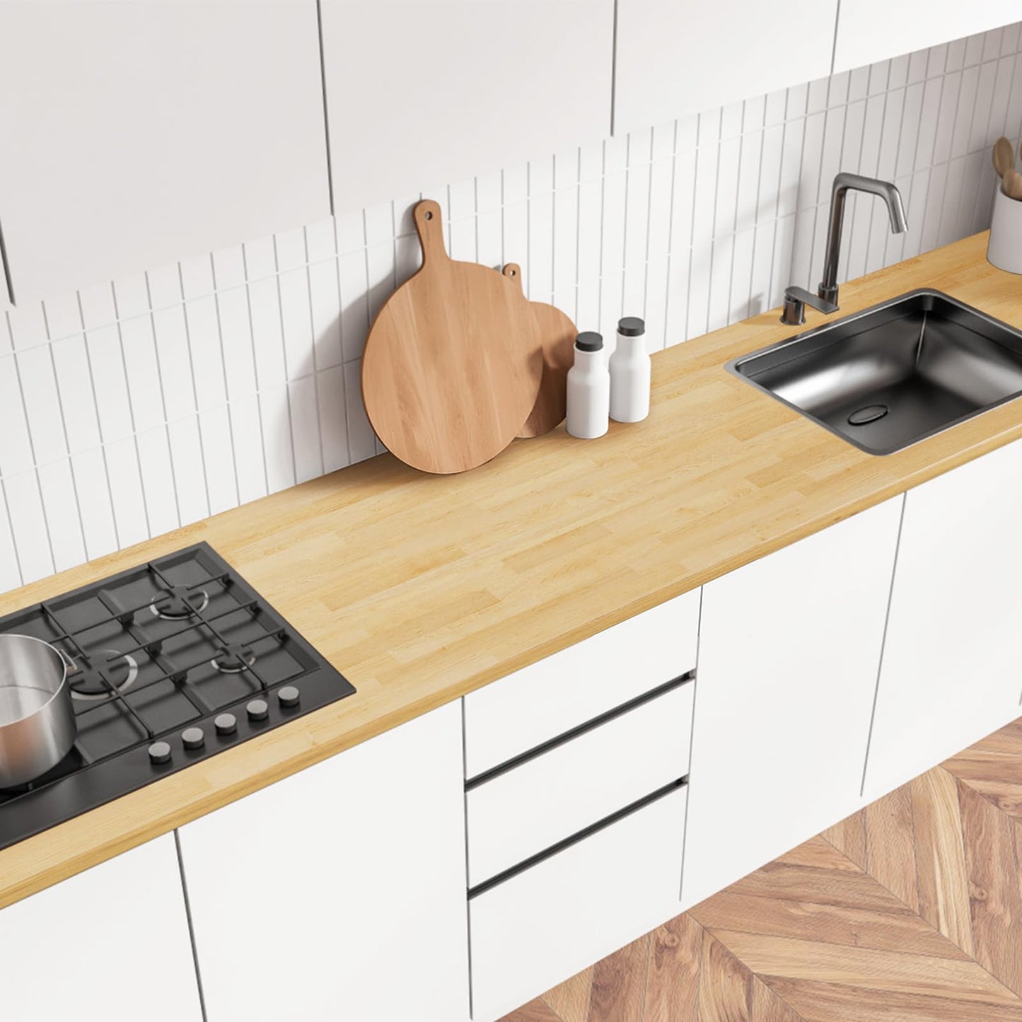 Butcher Block Countertop Table Top - Unfinished Solid Wood Countertop, Unfinished Surface for DIY Washer Dryer Cutting Board Island Kitchen Countertop - 6ft L x 39" W, 1.5in Thick