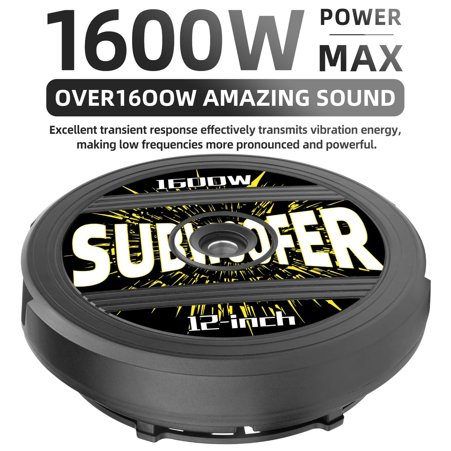 12" Active Spare Tire Subwoofer - 1600W Power, Plug & Play Car Subwoofer with Remote Control | Specifically Designed for Spare Tire Well | Deep Bass Car Amplifier Audio System, Easy Installation