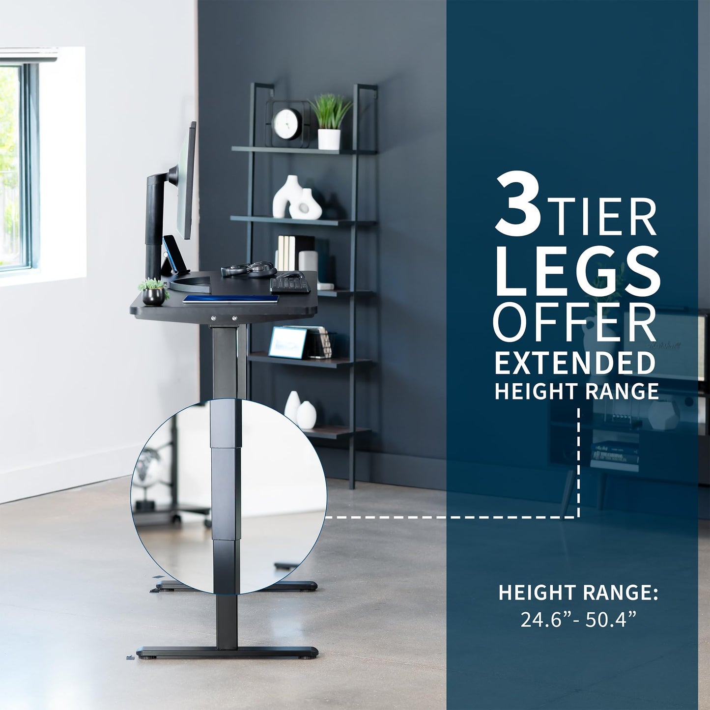 VIVO Electric 60 x 24 in Dual Motor Sit Stand Desk, Memory Height Adjustment, 2B Series, Black Top Black Frame, DESK-KIT-2B6B