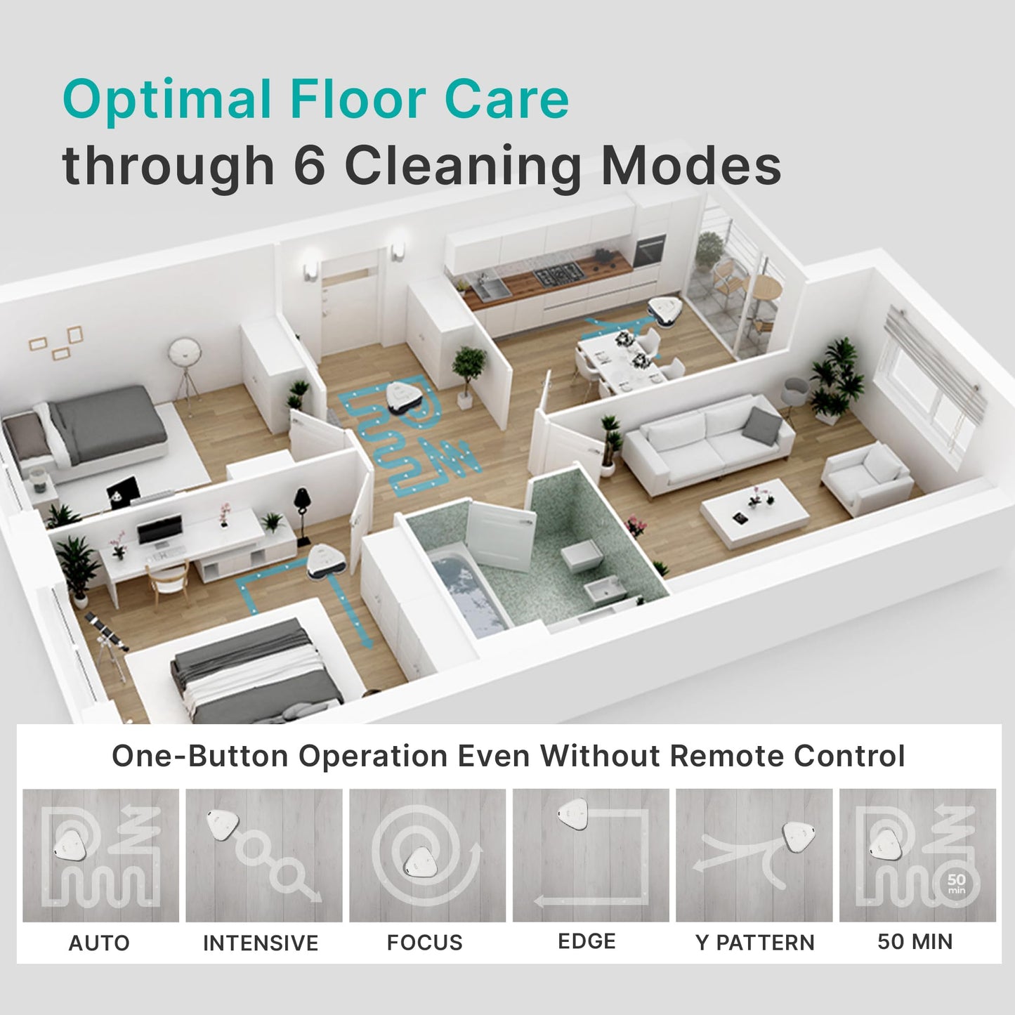 EVERYBOT Three-Spin Robot Mop for Hard Floors - Ultra-Quiet 43dB, Powerful Three Mops Wiping, Long Battery & Large Water Tank, Remote Control, Global Design Award Winner