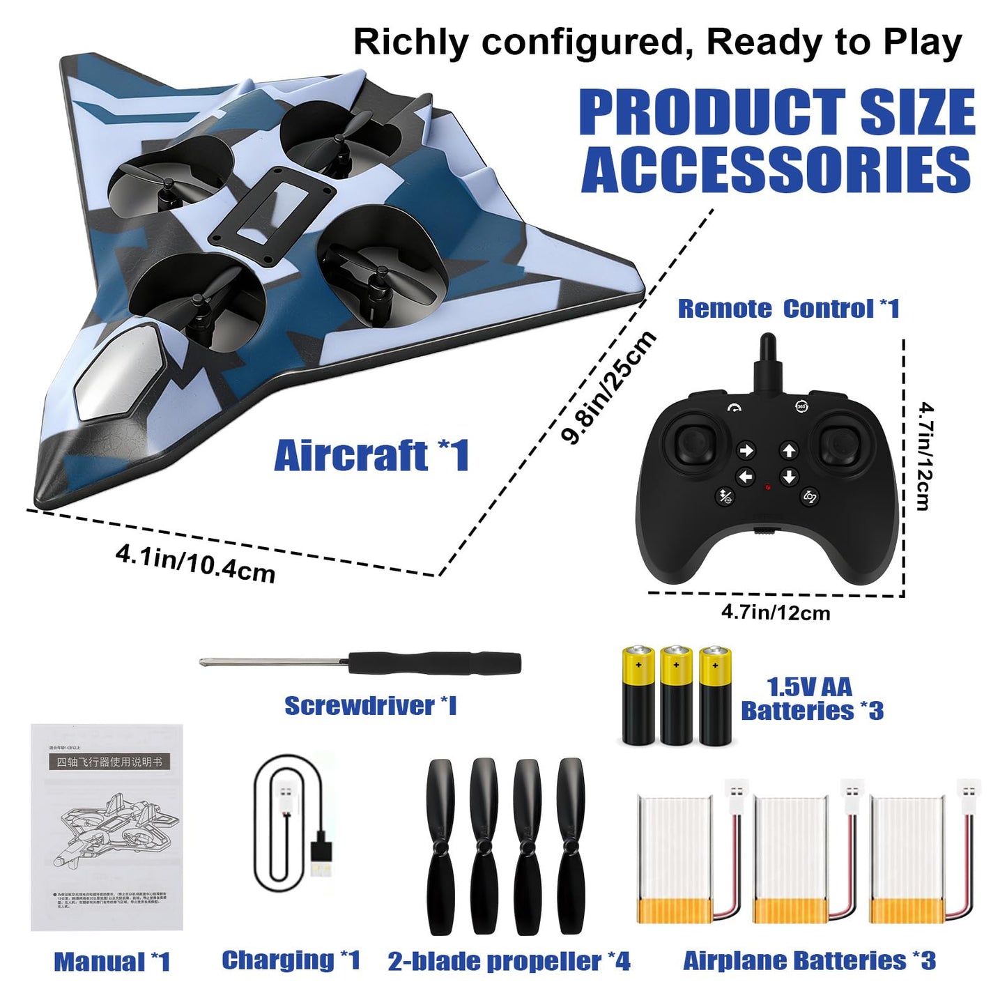 Foam Remote Control Airplanes for Kids & Adults | RC Fighter Jet with Light, 360° Flip Fighter Jet Toys, Stunt Roll, Airplane Toy Great for Beginners Christmas & Birthday Gift for Kids Boys Aged 3+