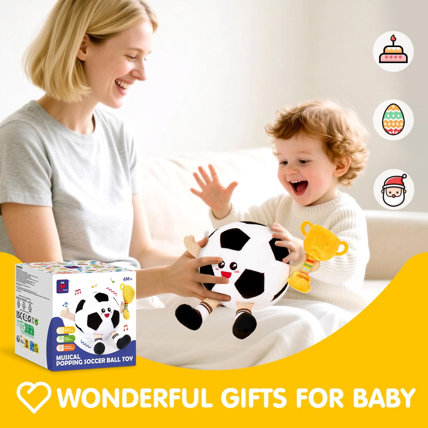 hahaland Baby Crawling Plush Toy for 6 12 18 Months – Musical Dancing Bouncing Toys, Voice Repeat Interactive Tummy Time Toy for Boys & Girls, Birthday Gift for Infants