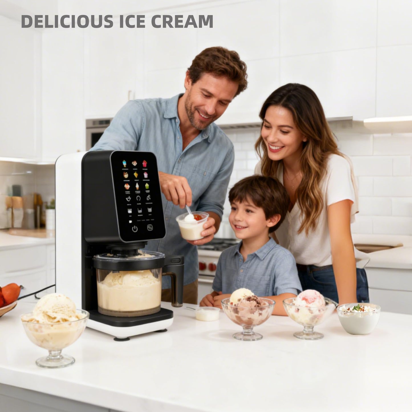 12 In 1 Electric Ice cream maker machine for Ice Cream, Gelato, Slushie, Italian Ice, Sorbet, Milk Shake, FrozenYogurt, Light Ice Cream, Frozen Drink, Mix-In, Re- Spin, Shaft Clean,Ice cream machine