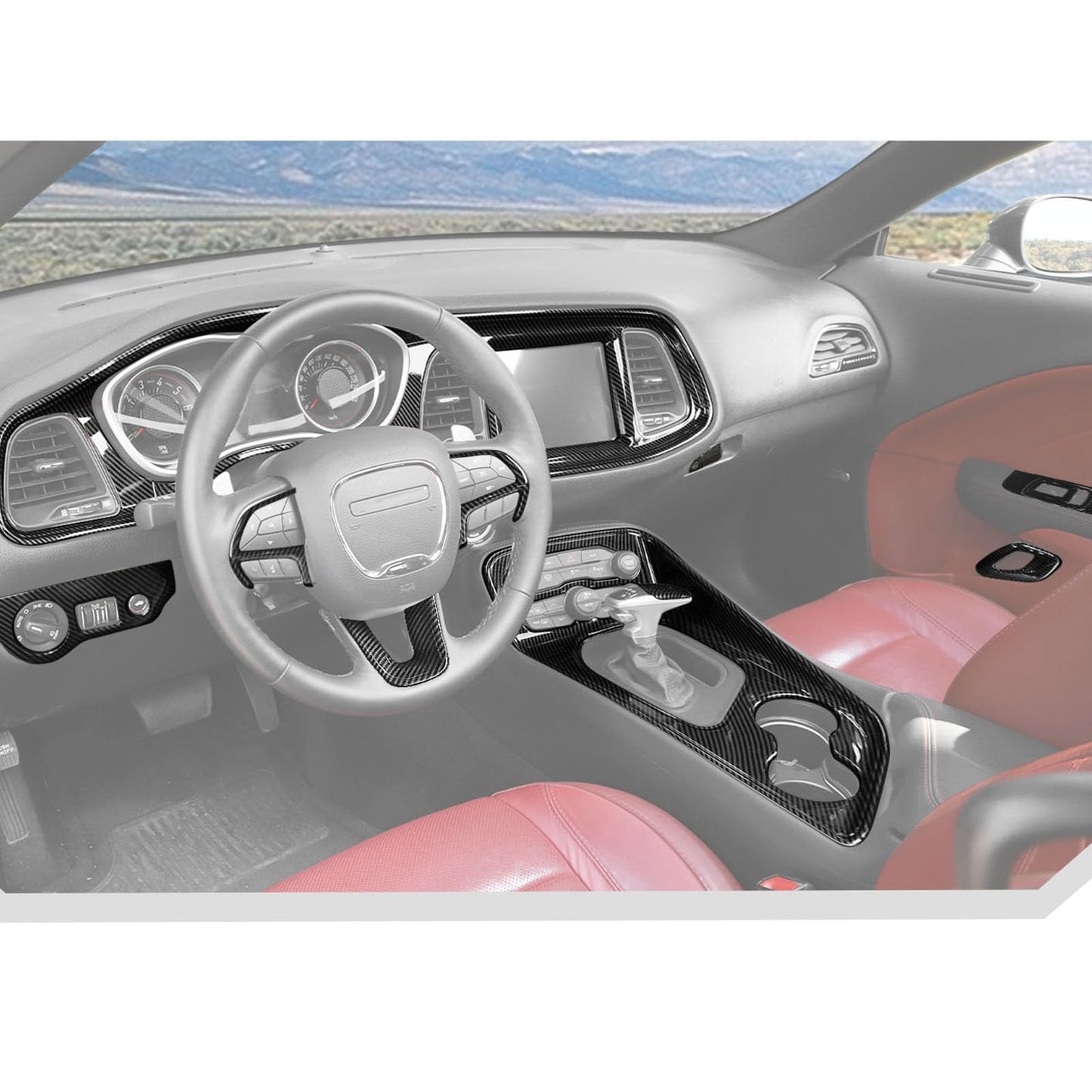 JeCar 16pcs Carbon Fiber Interior Trim Kit for 2015-2024+ Dodge Challenger Interior Accessories