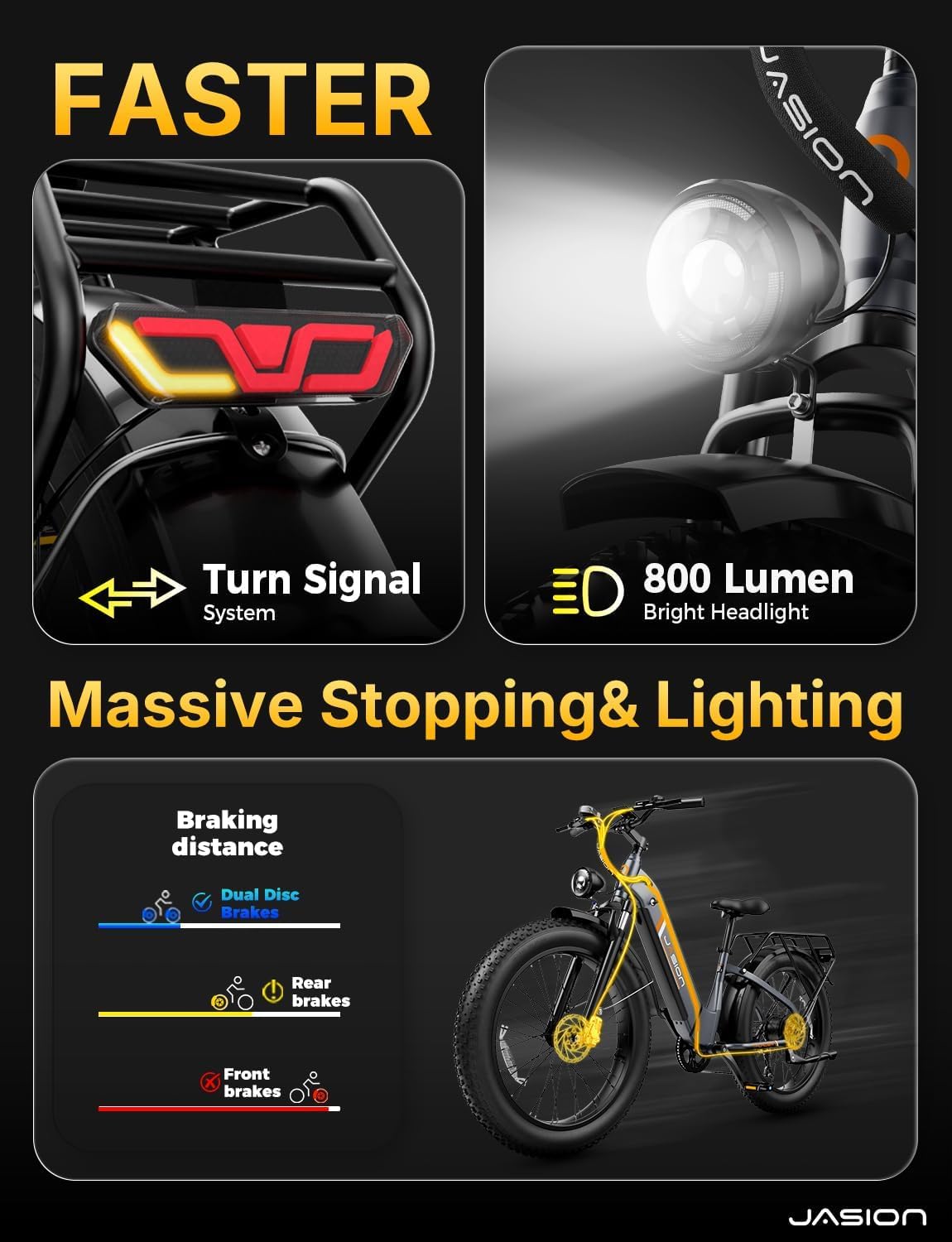 Jasion Thunder Electric Bike for Adults,1800W Peak,26''x 4''Fat Tire E Bikes,80 Miles with 864Wh Removable Battery Ebike, 30+MPH Max Speed Bicycles,Hydraulic Brakes,Front Suspension