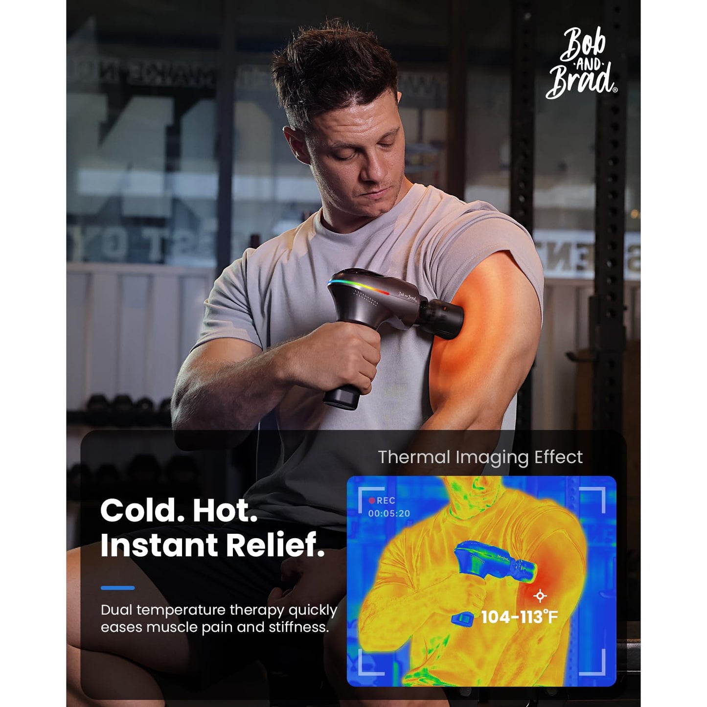 BOB AND BRAD A2 Pro Massage Gun with Heat and Cold Therapy, FSA-HSA Eligible Professional Percussion Massage Gun Deep Tissue for Back Pain Relief, Heated Muscle Massager with Force Sensor for Athletes