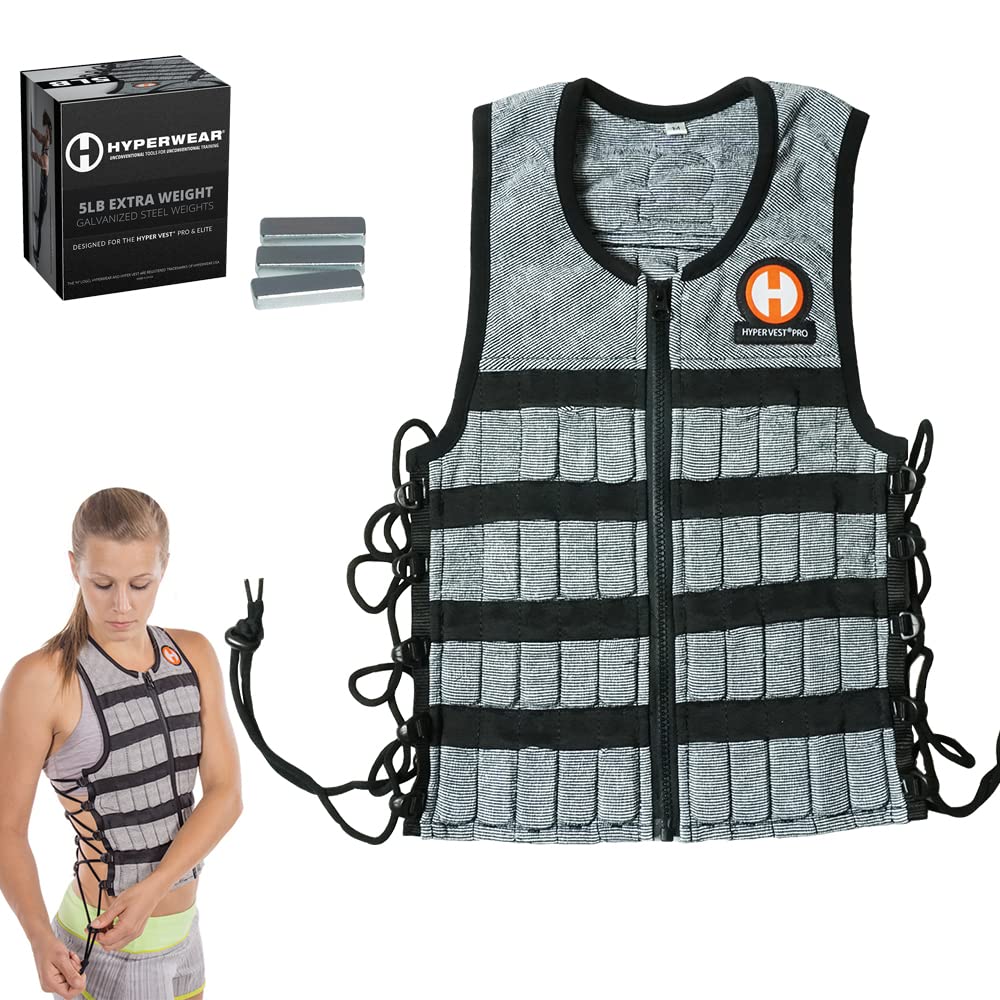 HYPERWEAR Hyper Vest PRO Weighted Vest Small – 20 lb Included – Heather Gray