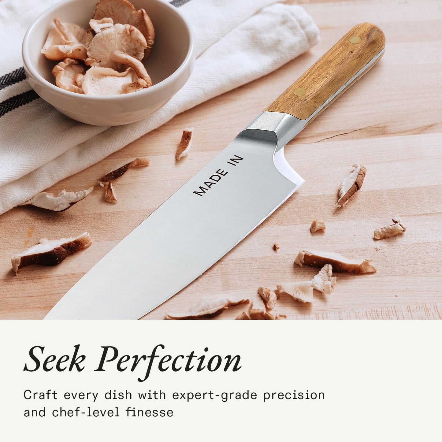 Made In Cookware | 8" Chef Knife | Crafted in France | Full Tang With Olive Wood Handle