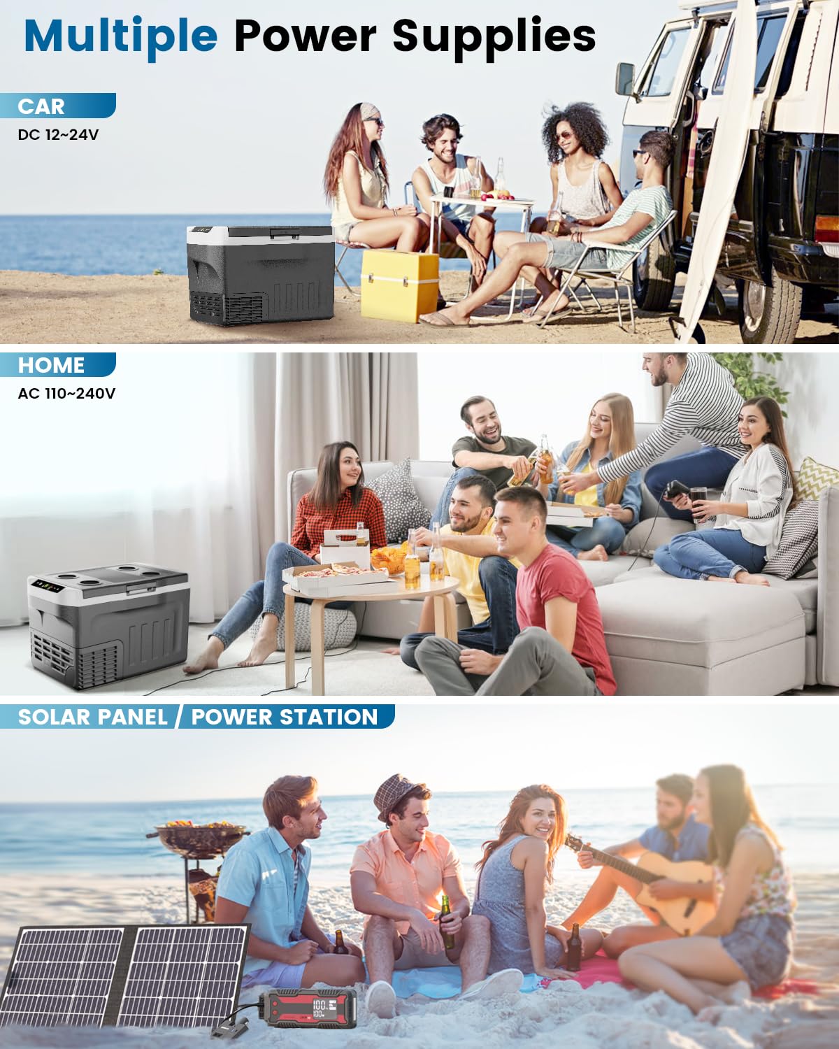 Feelfunn Car Fridge Portable 12 Volt Refrigerator - 22QT(21L) Electric Cooler 12/24V DC&110-240V AC, Fast Cooling Portable Freezer for Camping Travel Outdoor Truck RV SUV, -4~68°F