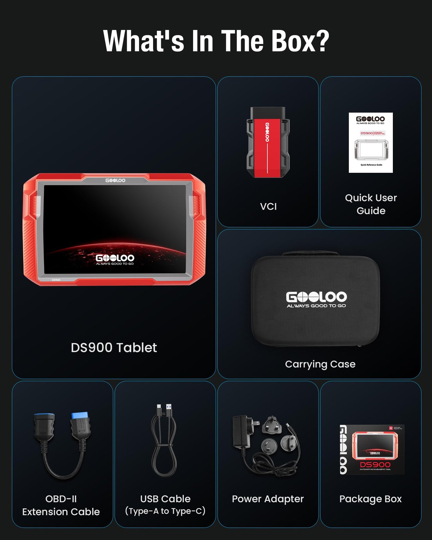 GOOLOO DS900 OBD2 Scanner Diagnostic Tool, Full System Bidirectional Scan Tool, 8" Touchscreen Bluetooth 5.0 Scanner with Active Test, 10000 mAh Wireless Code Reader for Cars and Trucks, FCA 11 OS