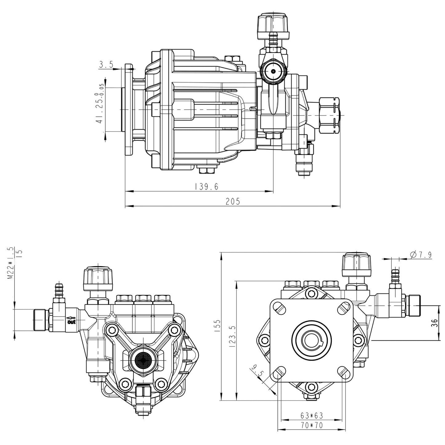 Canpump CH 2830 G: 2800 psi @ 3 US gpm Pressure Washer Replacement Pump, 3/4-inch Horizontal Gas Shaft