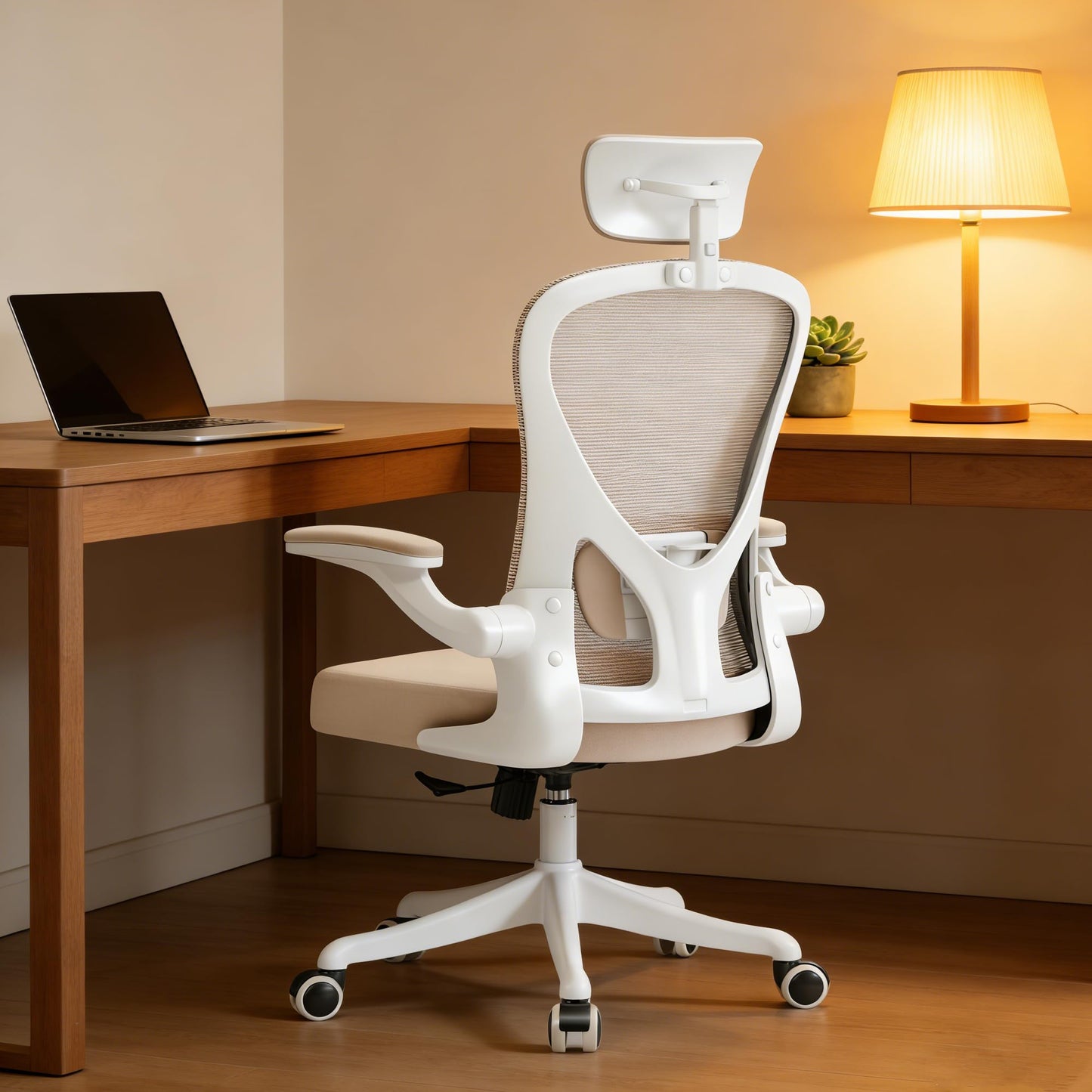 SICHY AGE Ergonomic Office Chair with Adjustable Lumbar Support & Flip-Up Armrests - High Back Computer Desk Chair with Thickened Seat Cushion, Rolling Wheels for Home/Office Study Work