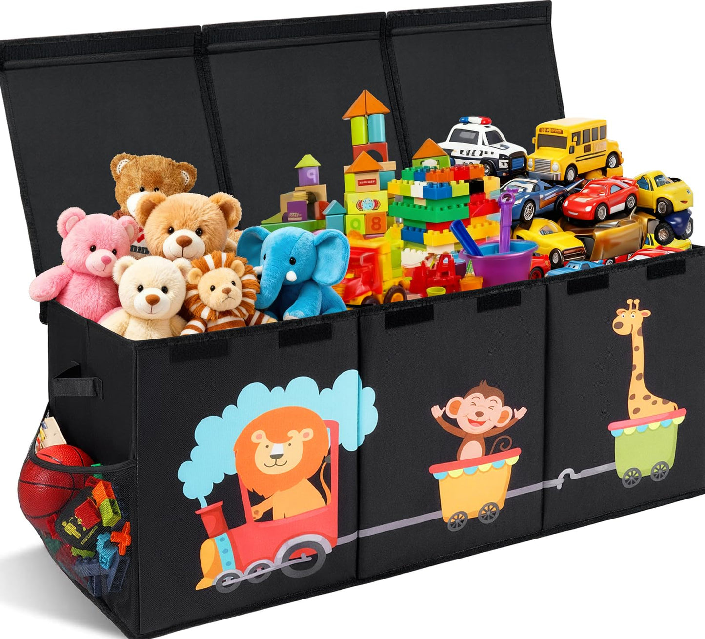 Maxuni XL Toy Box - Toy Storage Bins with lids, Collapsible Toy Chest for Boys Girls, Kids Big Toy Organizer with Adjustable Dividers for Living Room Area, Playroom, Bedroom，38"x16"x14"