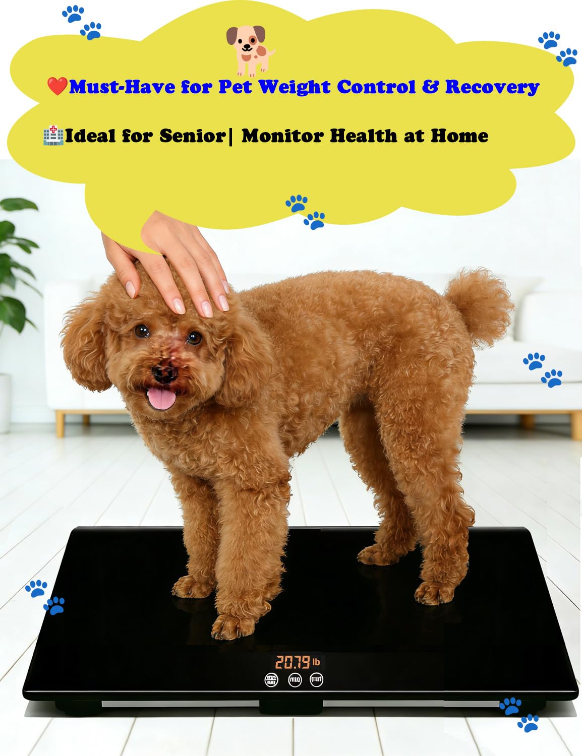ONE-MI Dog Scales for Large Breed - Heavy Duty 220 Pounds Large Pet Digital Veterinarian Scale, Precision ±0.02lb, Tempered Glass Platform for Animals Packages Luggage, L(25.5inches), Black