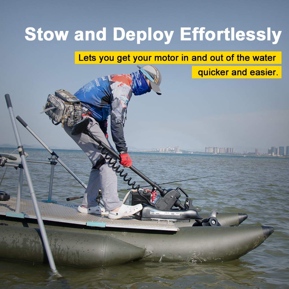 AQUOS Haswing CaymanB Electric Bow Mount 12V Saltwater & Freshwater Trolling Motor - 55lbs Thrust, 48in Shaft, with Wireless Remote & Wireless Foot Control, Quick Release Bracket