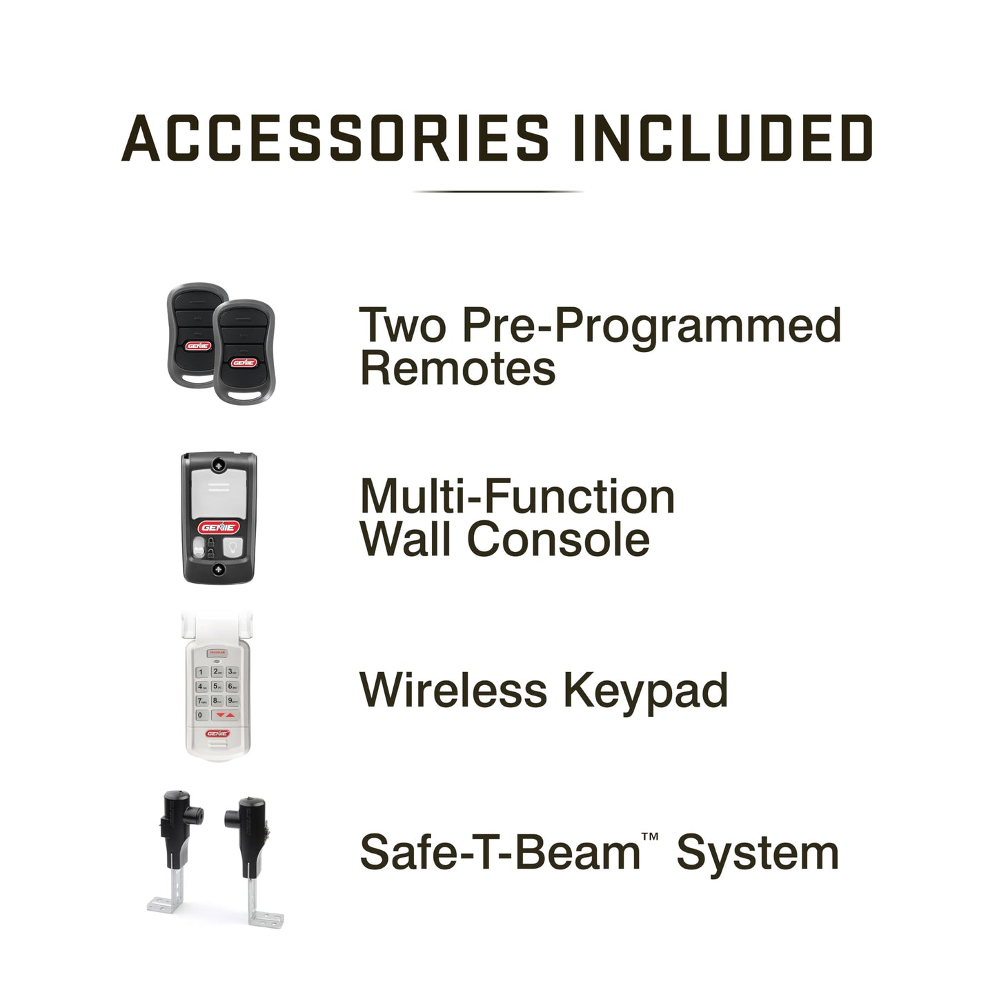 Genie SilentMax 1000 Garage Door Opener - Ultra-Quiet Belt Drive - Includes two 3-Button Pre-Programmed Remotes, Wall Console, Wireless Keypad, Safe T-Beams - Model 3042-TKH, 140V DC Motor