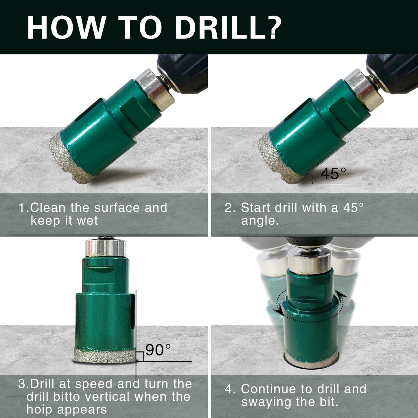 14PCS Diamond Core Drill Bits Set,6/6/8/19/25/35/51/75/100mm Tile Hole Saw+20mm Finger Bit+50mm Chamfer Bit+Hex Adapter for Porcelain Tile Ceramic Marble Granite