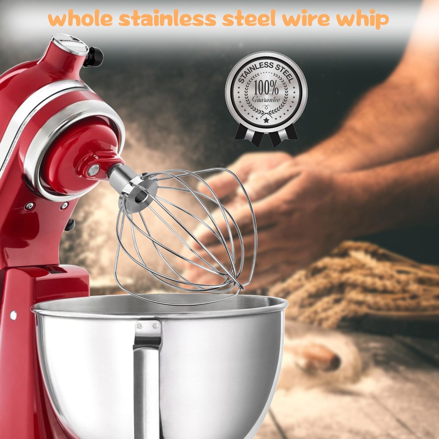 K45WW Wire Whip Stainless Steel Whisk Attachment for KitchenAid Stand Mixer 4.5 and 5 QT Tilt Head, Dishwasher Safe