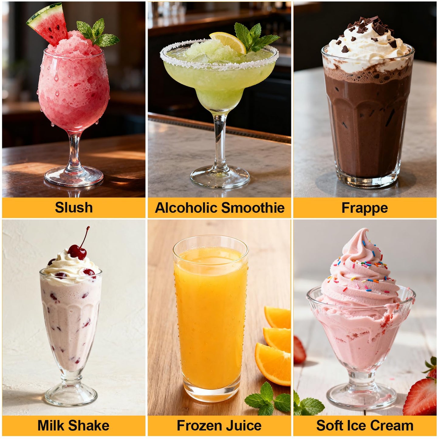 GSEICE Soft Serve Ice Cream Maker, 88oz Slushie Machine for Home with Portable Handle, 6 Preset Mode for Ice Cream, Margaritas, Frappés, Milkshake, Juice, Real-time Adjustable Temp Display
