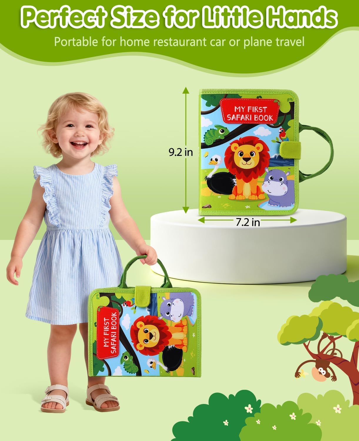 Wild-Animals Busy Book for Toddlers 1-3, Montessori Toys Busy Board for 1 2 3 Year Old Boy Girl Gifts, Toddler Learning Quiet Activity Book, Educational Airplane One Year Travel Toy