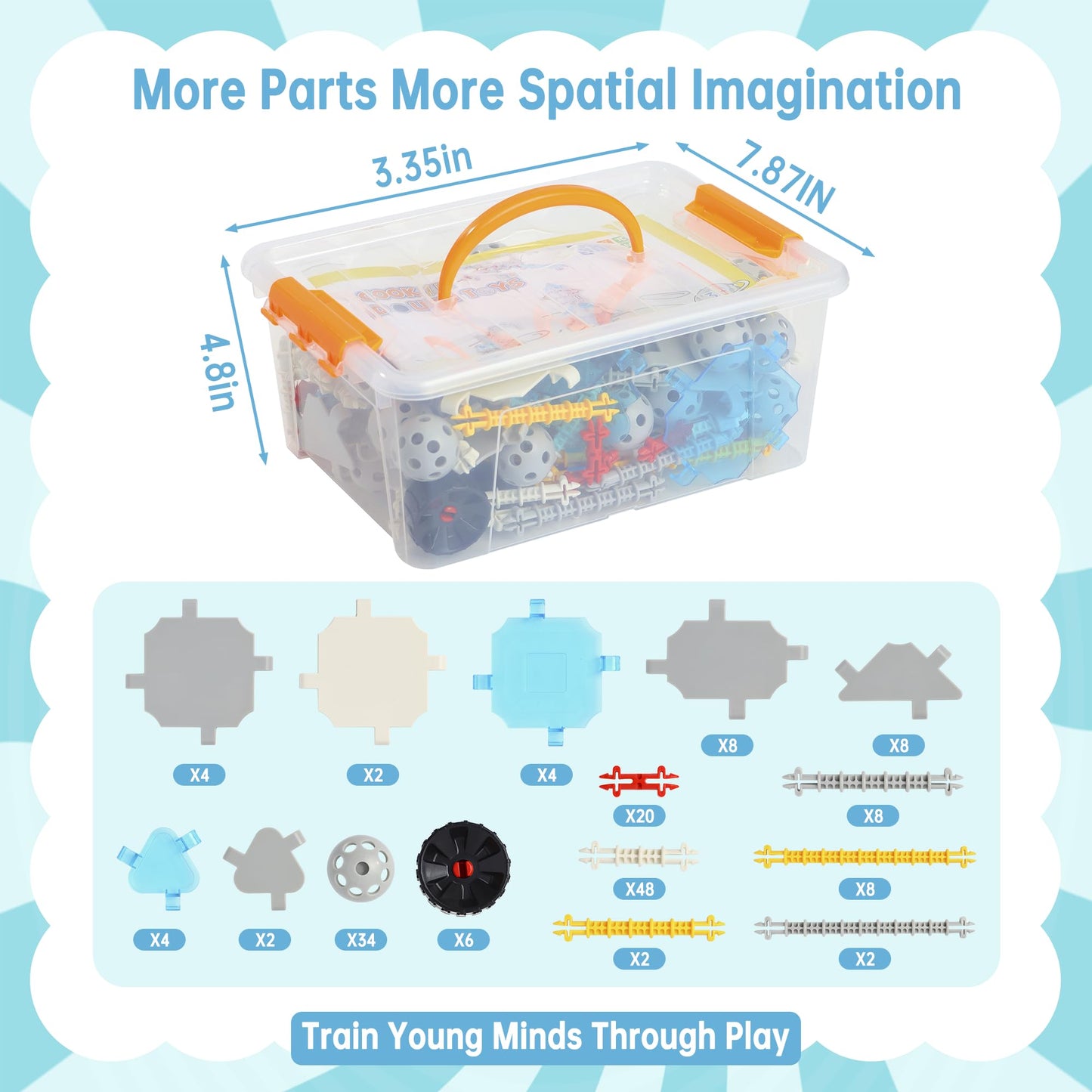 Tazakure 160 Pcs STEM Building Blocks Toys for Kids,Educational Engineering Kits for 4 5 6 7 8+ Year Old Boys & Girls with Storge Box,Learning Toys Sets & Birthday Gift for Toddlers