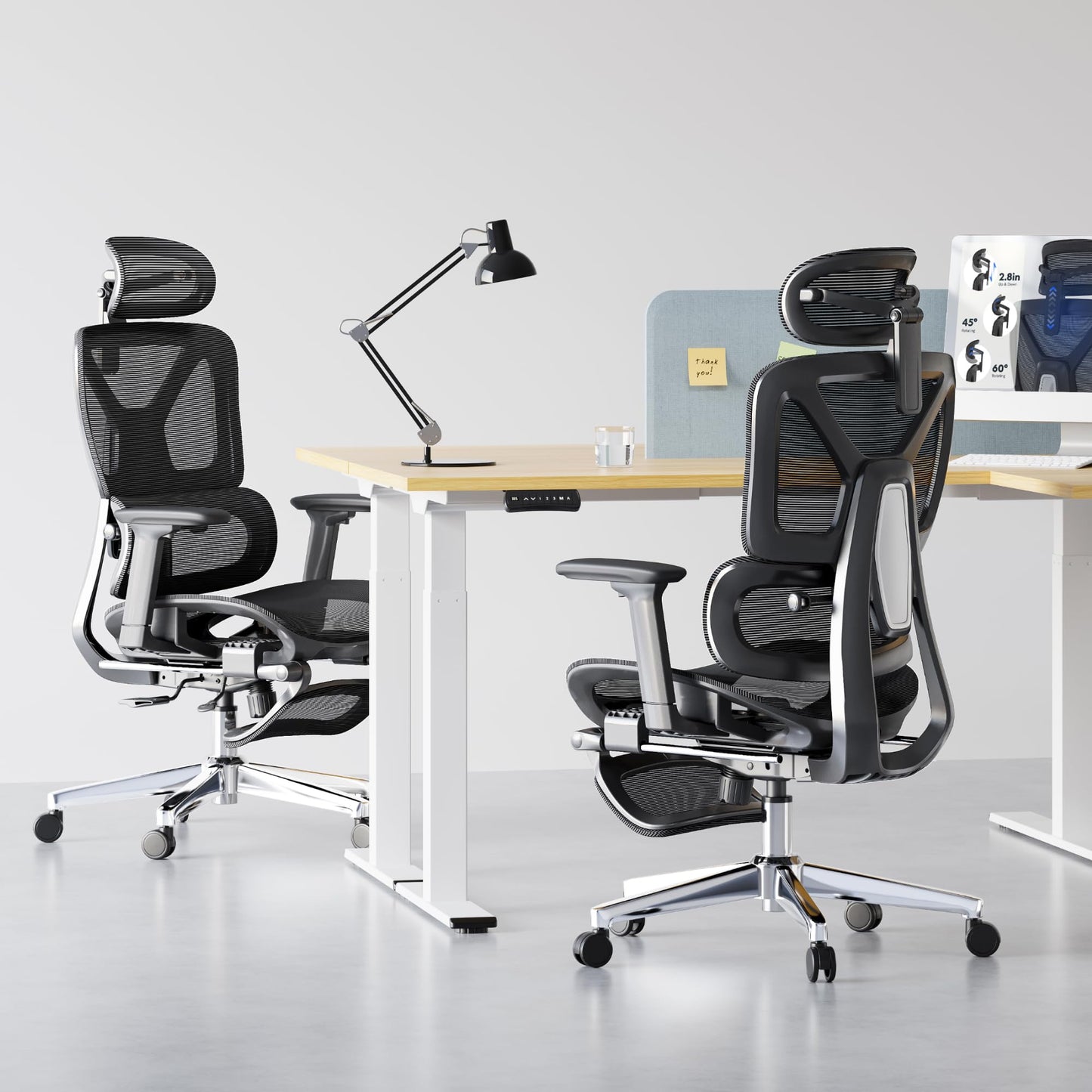 FLEXISPOT ErgoX Premium Ergonomic Office Chair with Footrest- Adjustable 3D Armrests, Dynamic Lumbar Support, Recline & Tilt Function, Mesh Seat, for Home & Office Use,Black