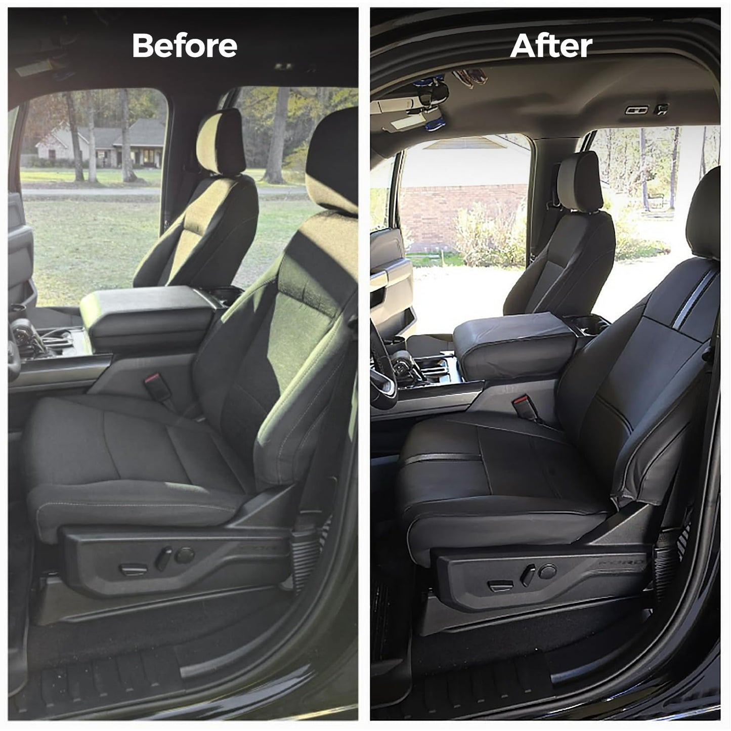 CreekT® Full Set Leather Seat Covers for Ford F150 2021-2024 2025, Waterproof Pickup Seat Covers Custom Fit for Ford F-150 Accessories, for F150 2021 2022 2023 2024 2025 Super Crew/Crew Cab(XL,XLT)