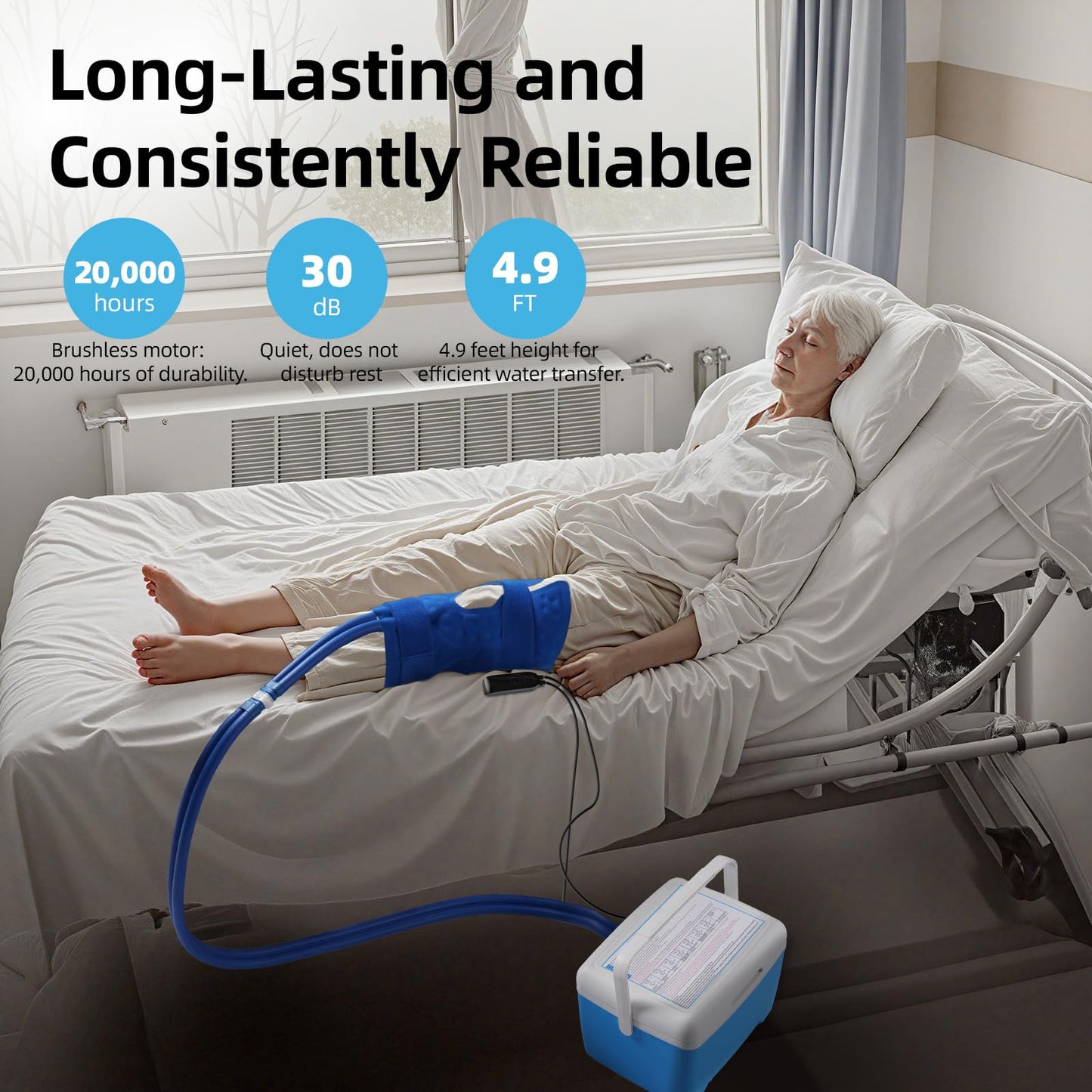 Cold Therapy Machine for Knee Replacement with Programmable Timer, Ice Machine After Surgery, Cryotherapy Pain Relief & Swelling Reduction Post-Op, Compression Pad for Knee, Ankle and Elbow