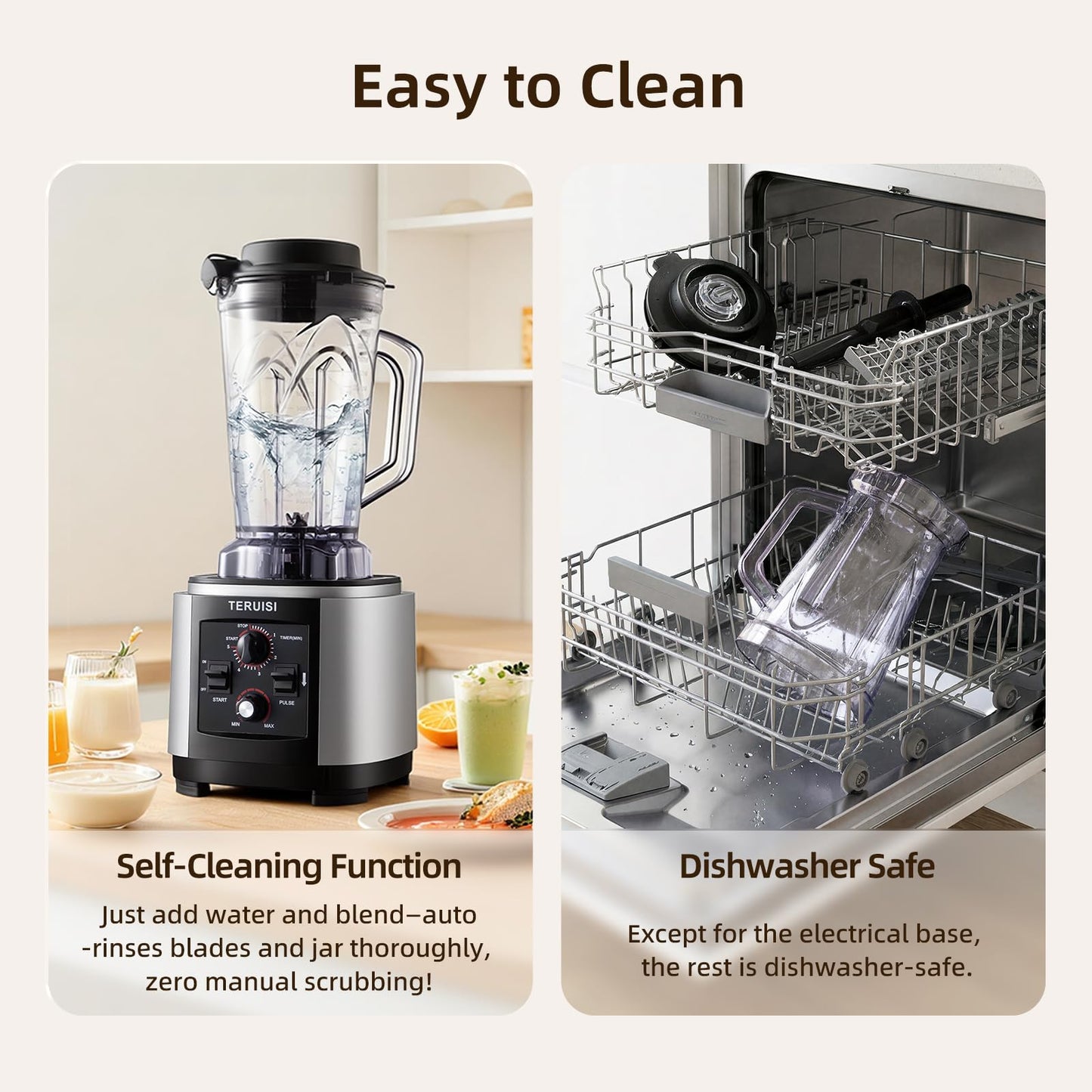 TERUISI 140 Oz / 4 L Commercial Blender, Professional Large Blender with Adjustable Speed & Timer Functions, 2200W High Powered Blenders with 23000RPM for Kitchen Shakes, Smoothies, Peree, Crush Ice