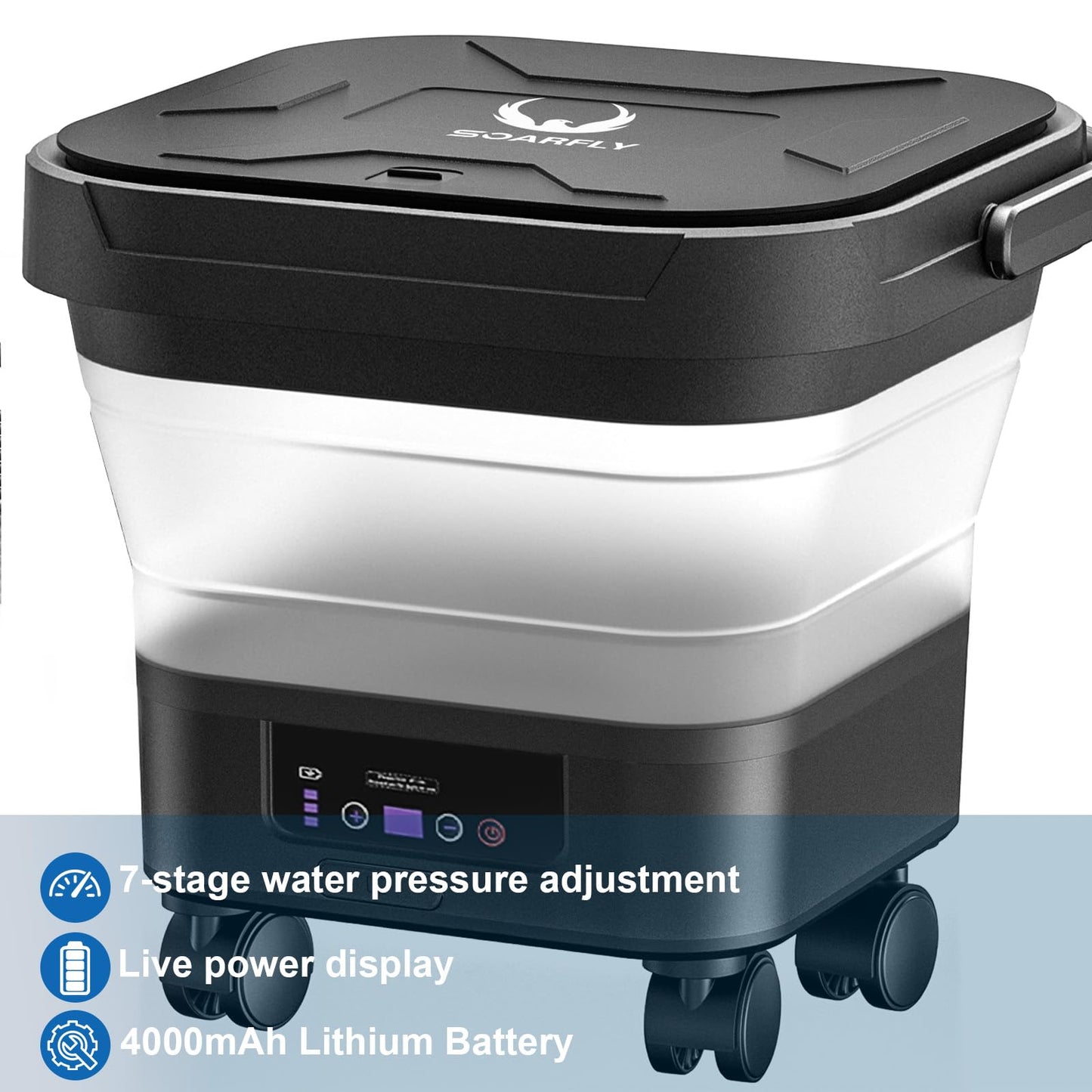 Portable Pressure Washer Cordless with 3.4Gal Tank, 6-in-1 Nozzle, Max 522PSI, 4000mAh Lithium Battery, 60 Mins Battery Life