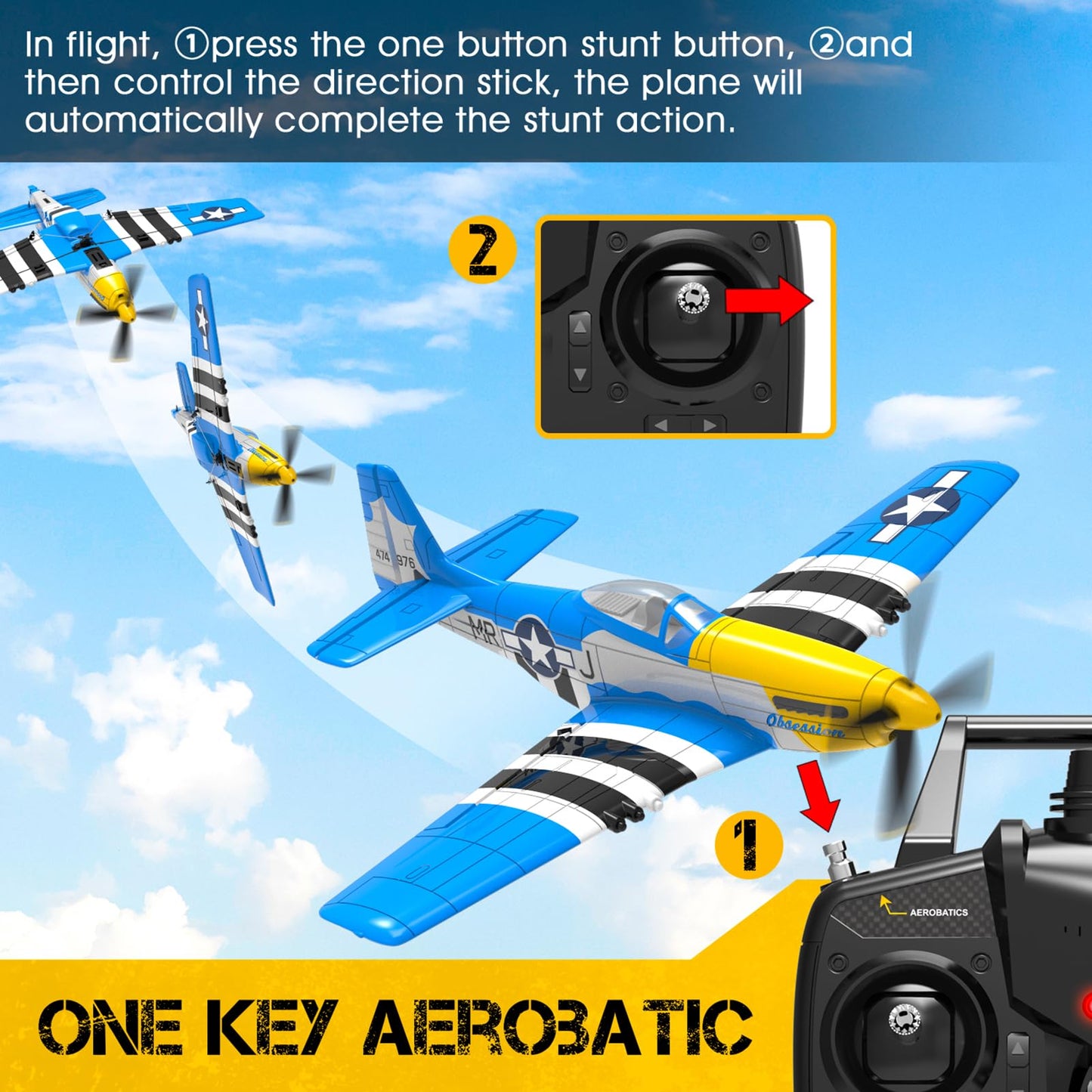 GoolRC RC Airplane, 2.4GHz 4CH Remote Control Airplane, Ready to Fly RC Plane with 6-Axis Gyro, RC Aircraft Flight Toys with One-Key Aerobatic, One-Key U-Turn for Adults and, Included 3 Batteries