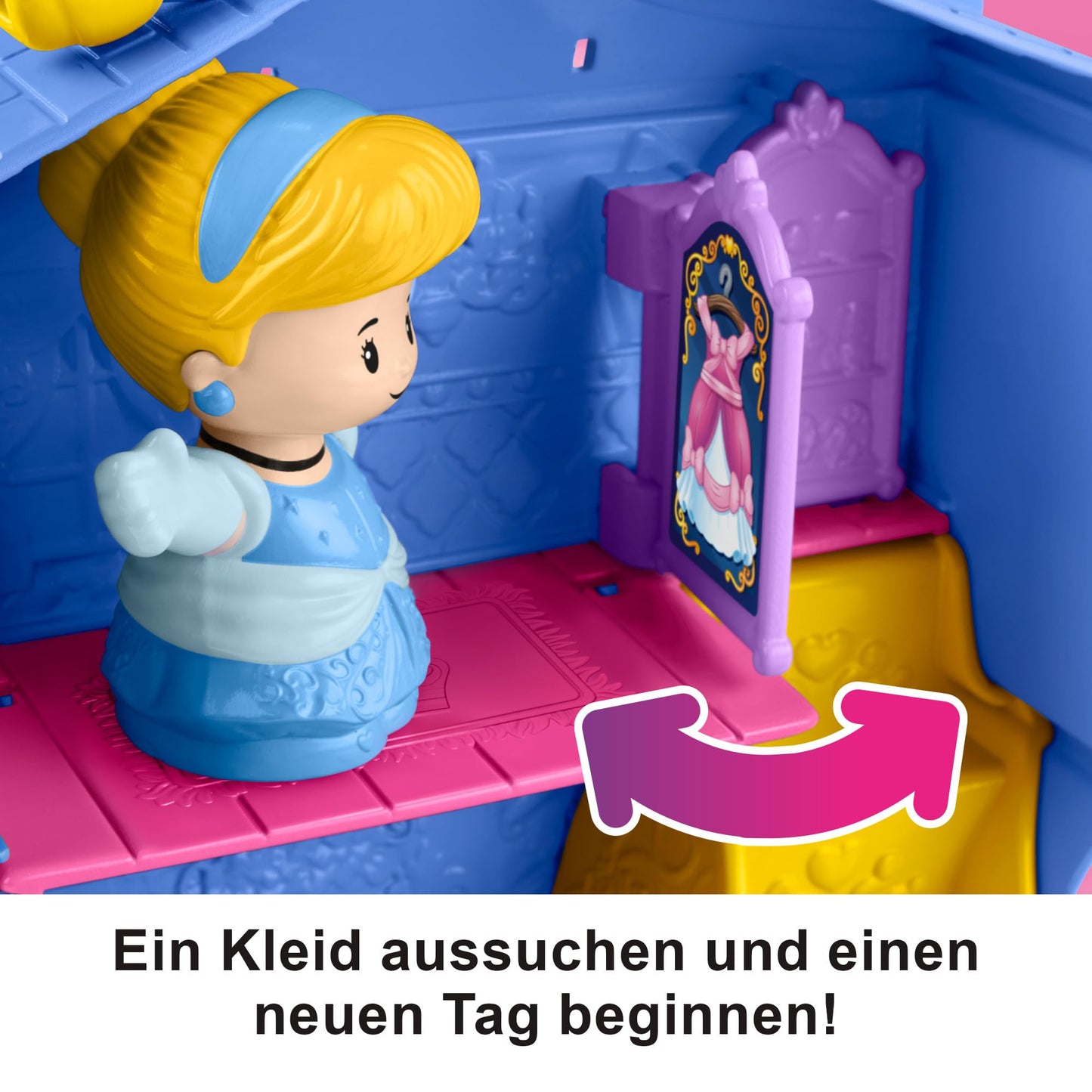 Fisher-Price Little People Toddler Toy Disney Princess Cinderella On-the-Go Playset with Figures for Pretend Play Kids Ages 18+ Months