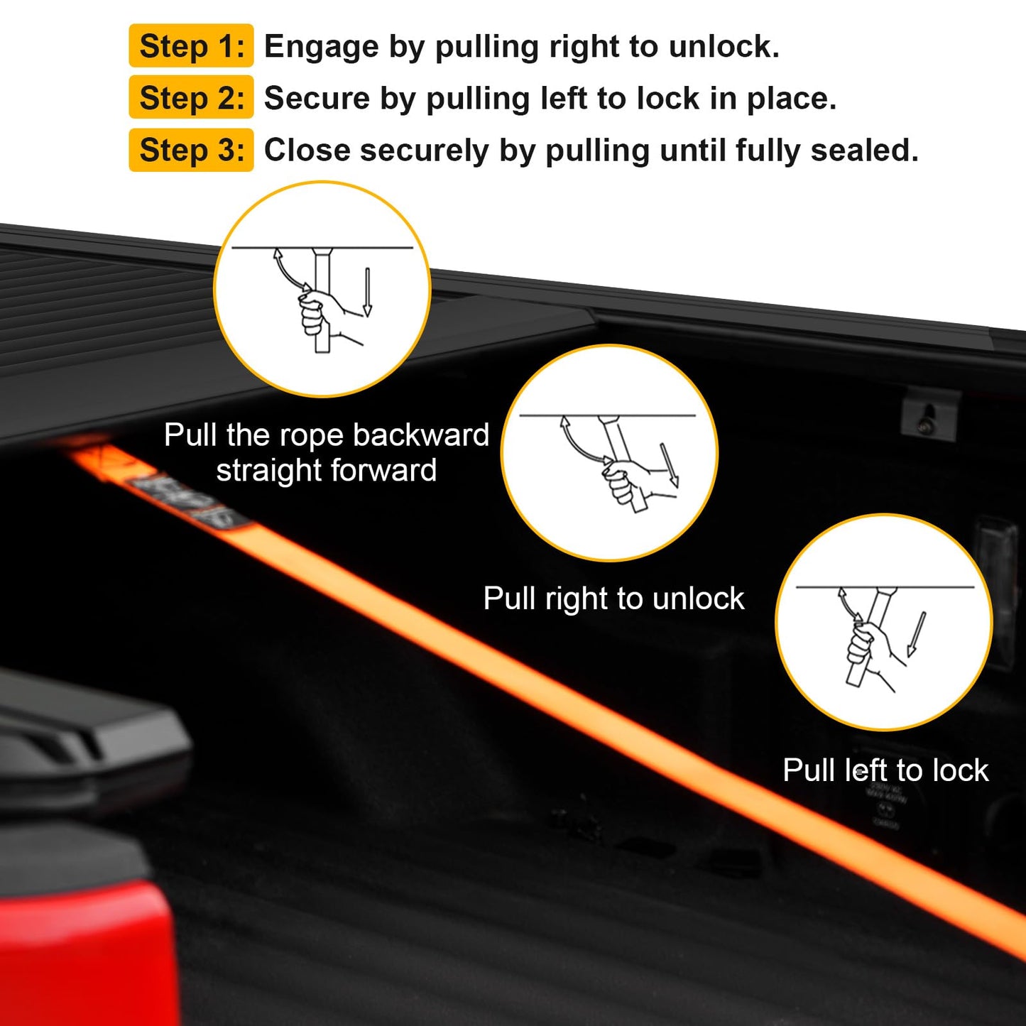 ONINE Pull-Lock-Go Low Profile Retractable Hard Tonneau Cover Custom fit 2020-2026 Jeep Gladiator JT 5ft Bed(60.3"), Dual T-Slot Design Compatible for Roof Racks and Crossbars