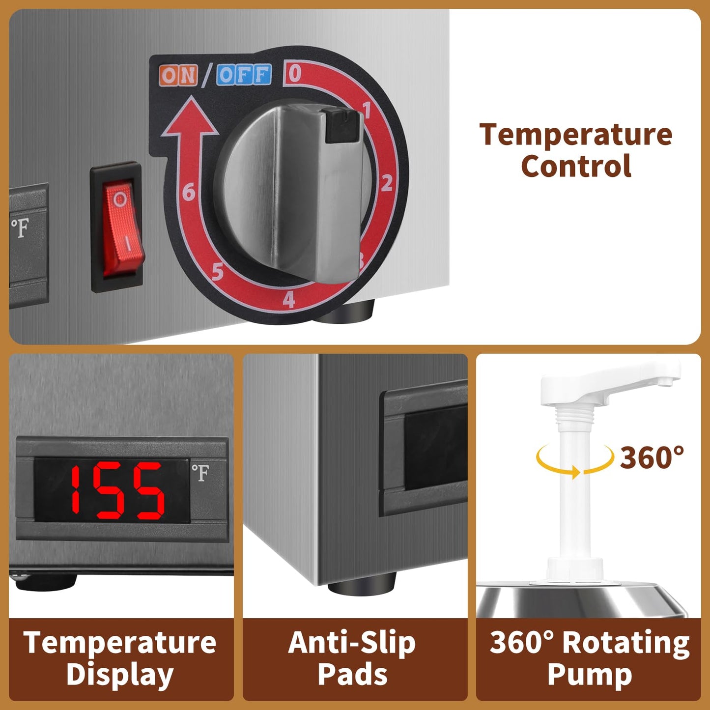 Hijolla Cheese Warmer Dispenser with Thermometer,Nacho Cheese Warmer with 2.8Qt Capacity with Temperature Indicator,Electric Hot Fudge Dispenser,86-194 F for Hot Fudge Cheese Caramel