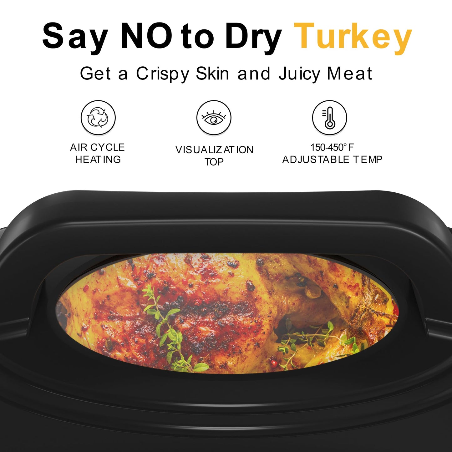 Sunvivi Roaster Oven, Electric Roaster Oven with Viewing Lid, 30lb 26-Quart Turkey Roaster with Unique Defrost/Warm Function, Large Roaster with Removable Pan & Rack, Stainless Steel, Blue