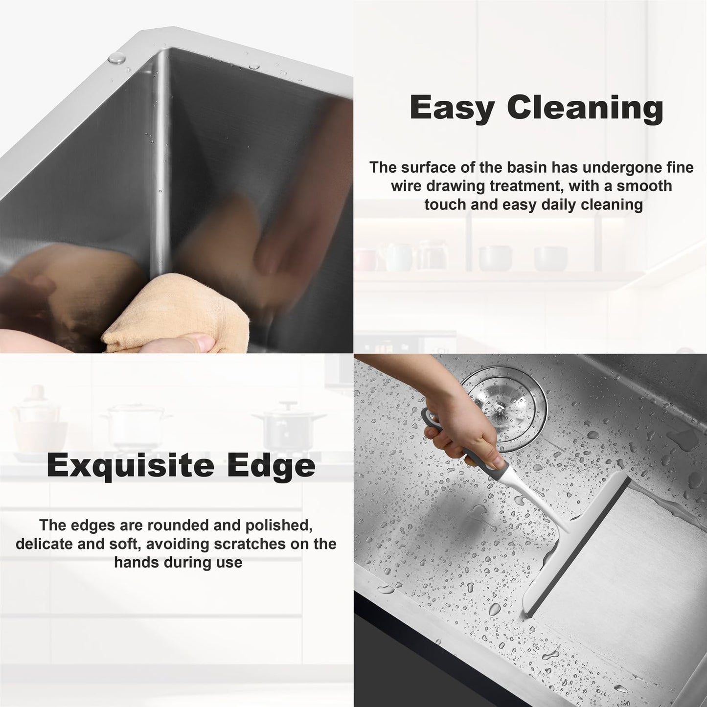 HALOACE 33 Inch Undermount Kitchen Sink Single Bowl,304 Stainless Steel Kitchen Sink, Include Dish-DryingRoll-up Rack Accessories, (Undermount Single Bowl, 33Inch Silver)
