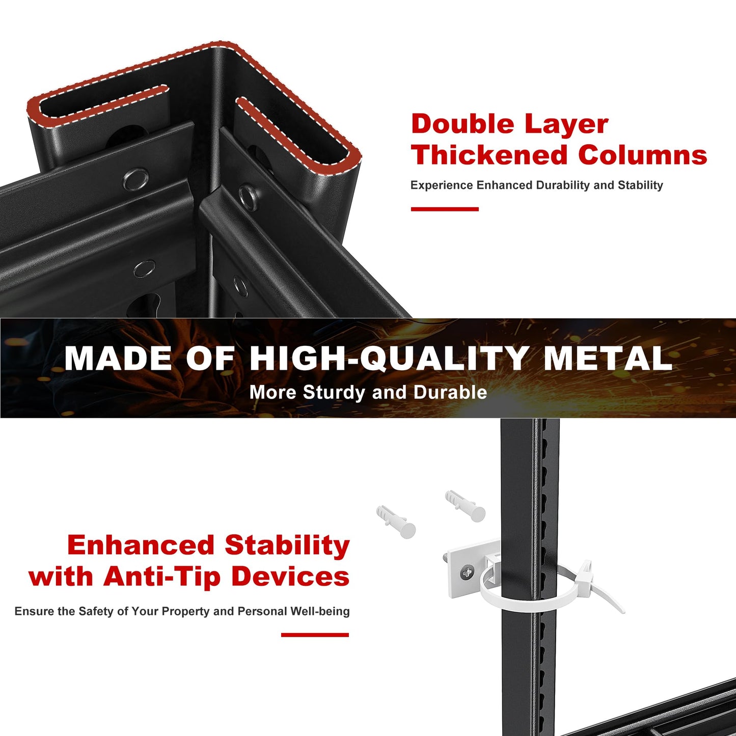 REIBII 3500LBS Garage Shelving, Adjustable Storage Shelves Heavy Duty, 6 Tier Heavy Duty Shelving, Metal Shelving Unit for Warehouse, Basement, Industrial, 55" W x 26" D x 84" H, Black, 3 Pack