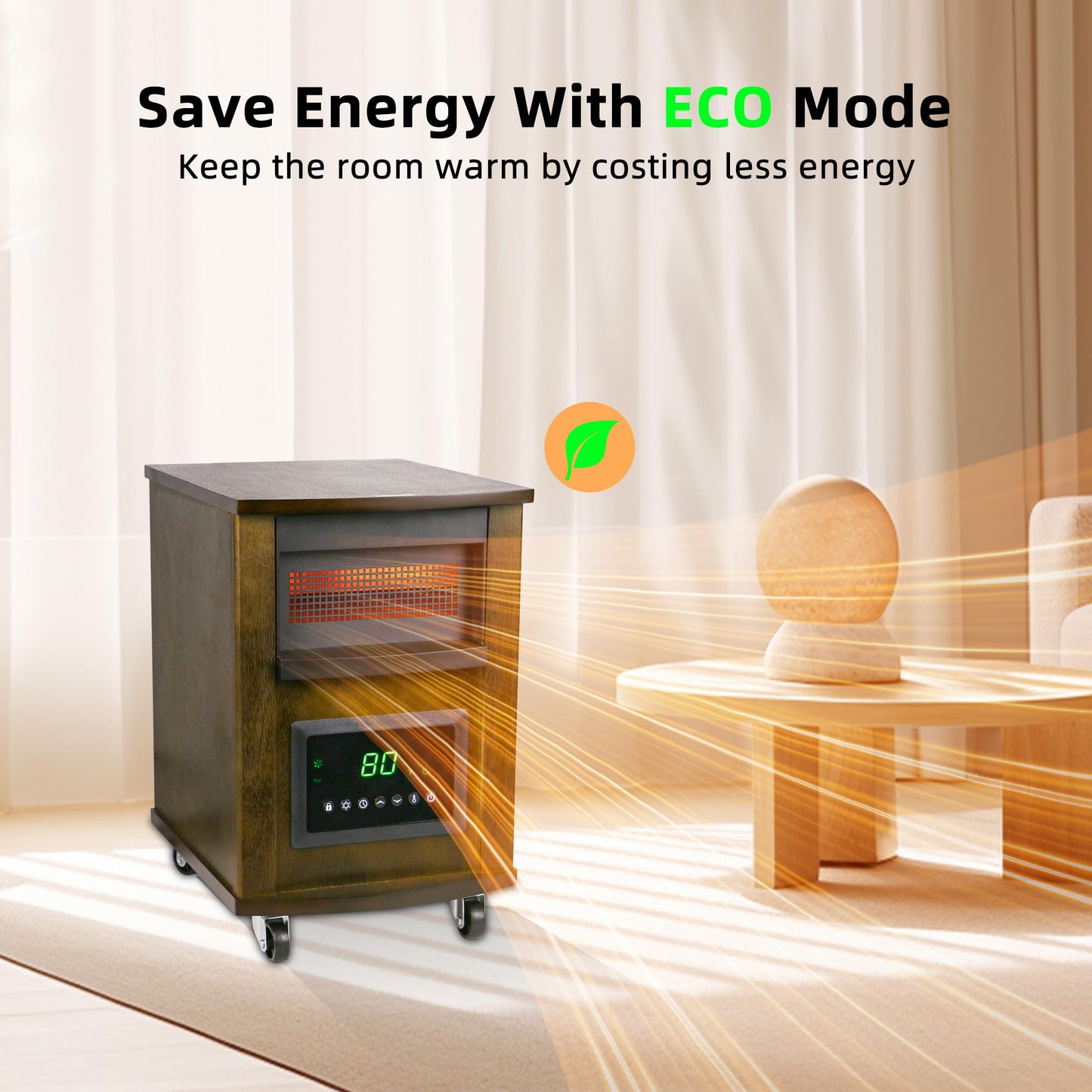 Infrared Heaters for Indoor Use 1500W Space heater with 3 Heat Settings Remote Overheat and Tip-over Proteciton Child Lock 12H Timer Electric Heater Indoor WEWARM