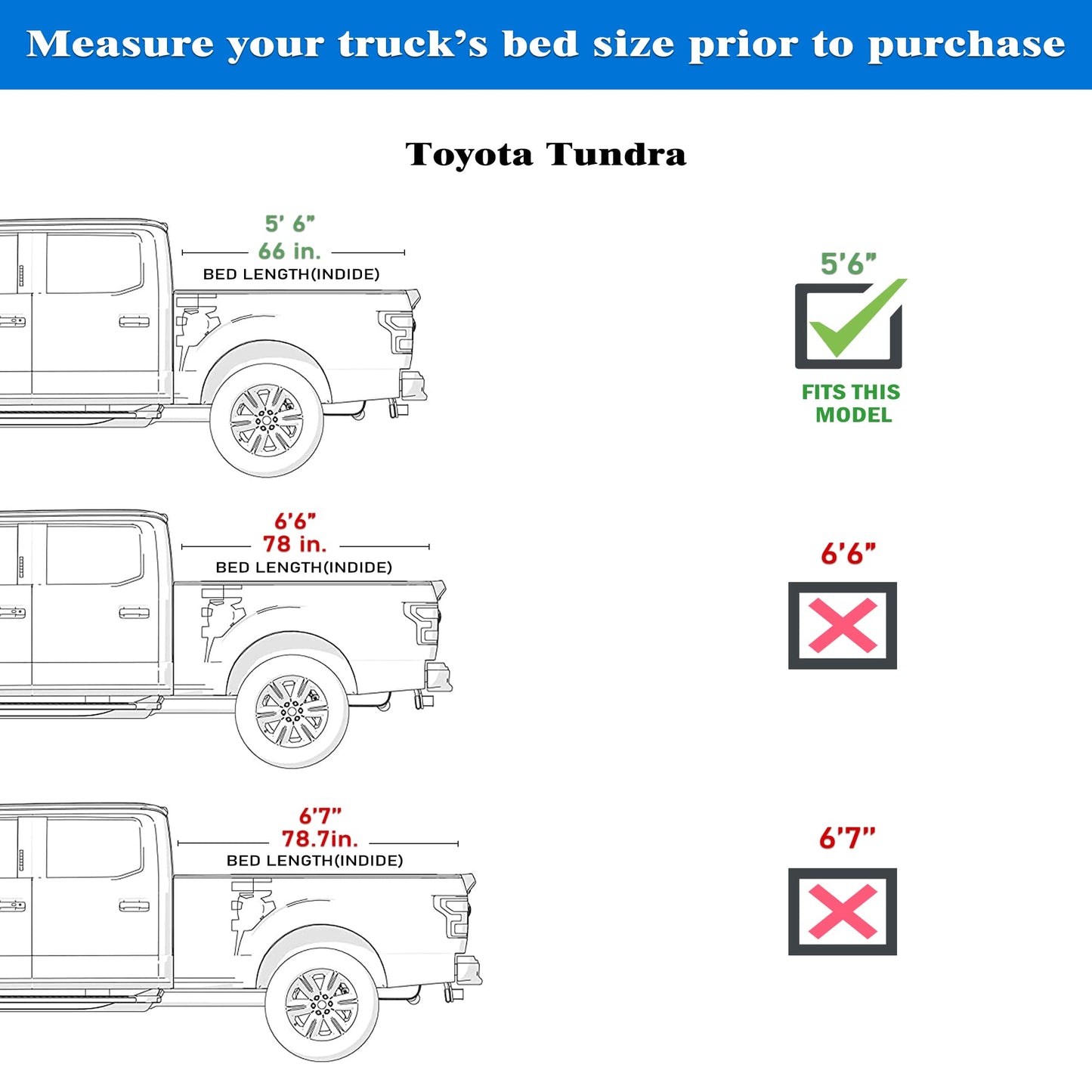 Toptiny Hard Folding Truck Bed Tonneau Cover HTF034 Fits 2022-2026 Toyota Tundra 5‘6" Bed w/OE Rail System (66.7")
