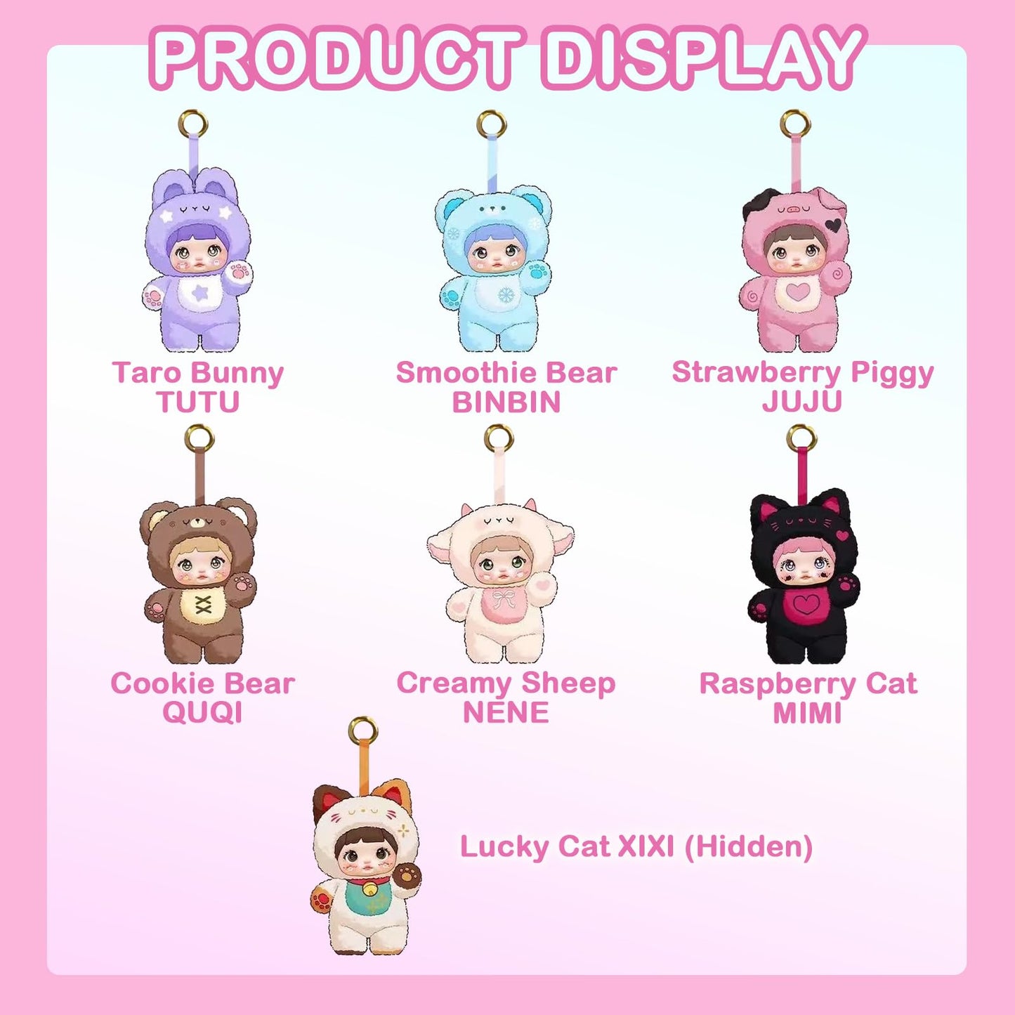 BEEMAI Nommi Loveliness Never Ends Series Plush Blind Box 6PCs (Set of 6 No Repeat) Cute Figures Collectible Toys Birthday Gifts
