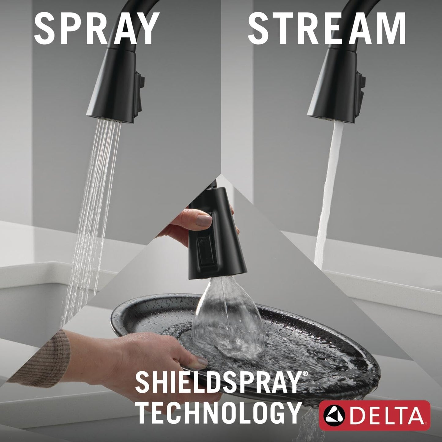 Delta Lenta Touchless Kitchen Faucet with Touch Technology, Matte Black Kitchen Sink Faucet with Pull Down Sprayer, Single Hole, Matte Black 19802TLZ-BL-DST