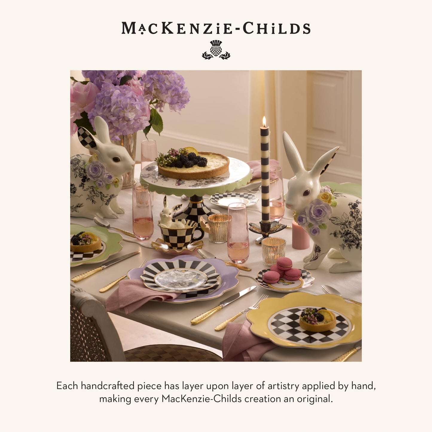 MACKENZIE-CHILDS Butterfly Toile Ceramic Mug with Saucer, 12 Ounces