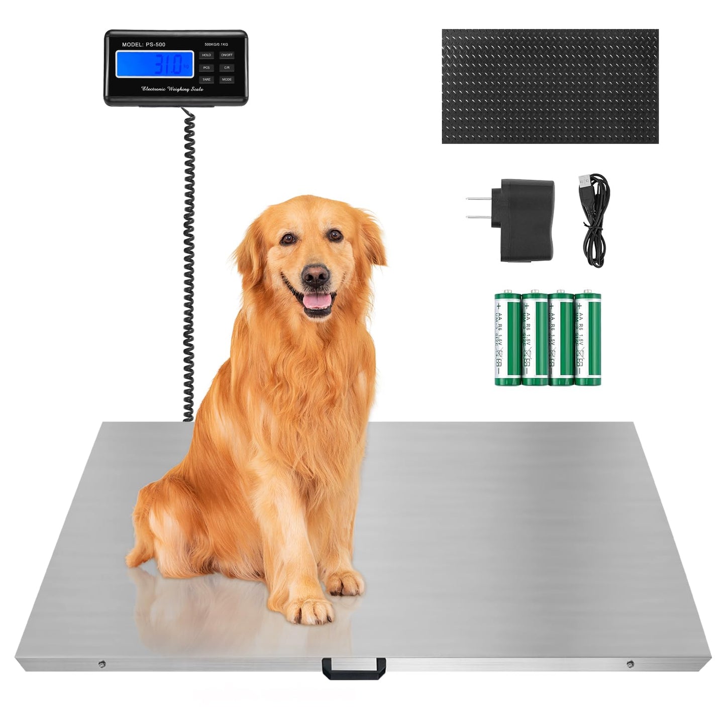 Enkreefi Dog Scale for Breed, Livestock Scale, Pet Scale for Dog, 1100lb x 0.2lb Animal Weight Scale, 3 Weighing Modes, LB, KG, OZ, 40.7" X 20.9" Platform Veterinary Scale for Sheep, Pig